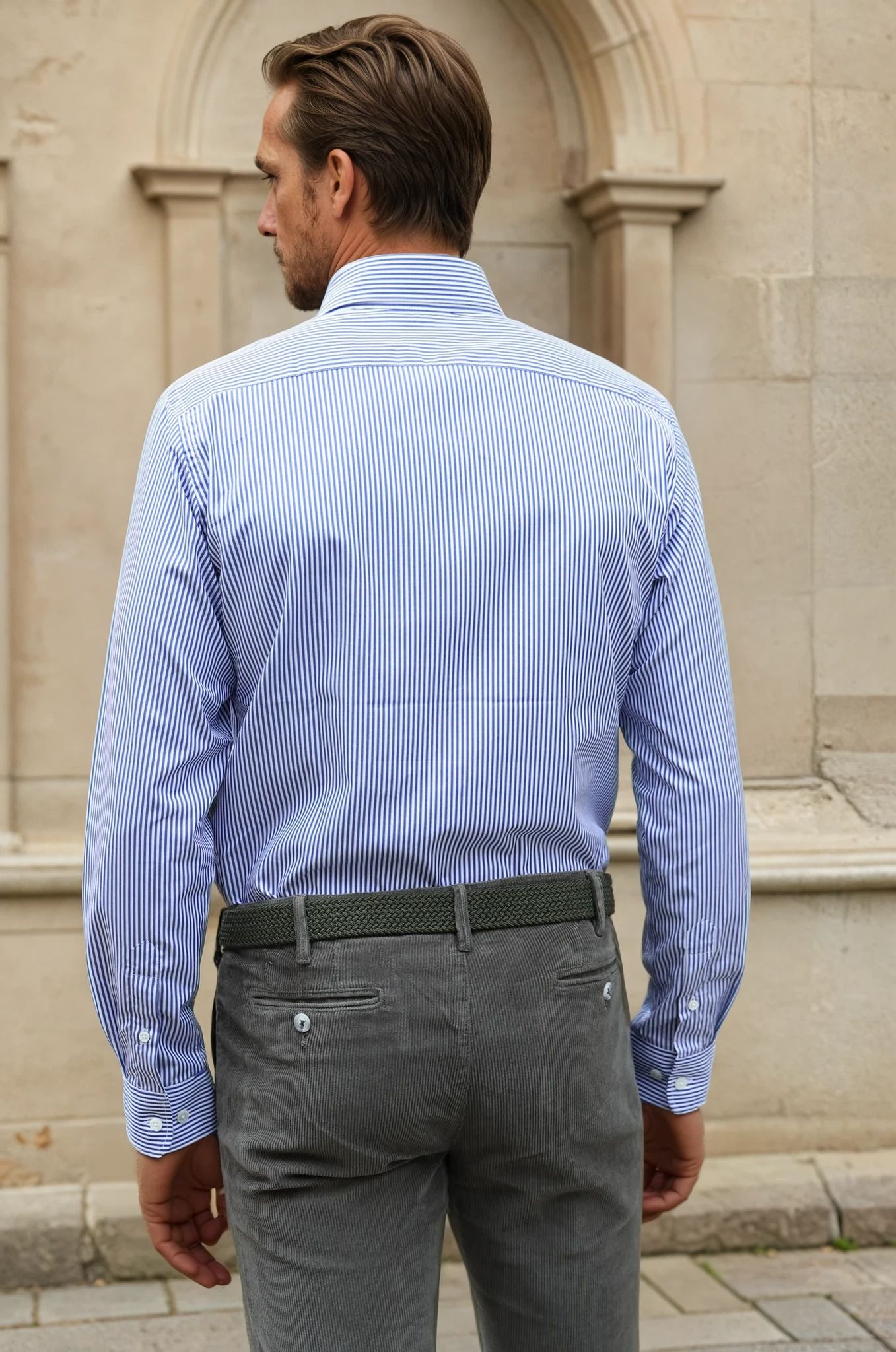 Chemise Gio en coton à rayure - Marine-CHEMISE HOMME-Curling-Paris