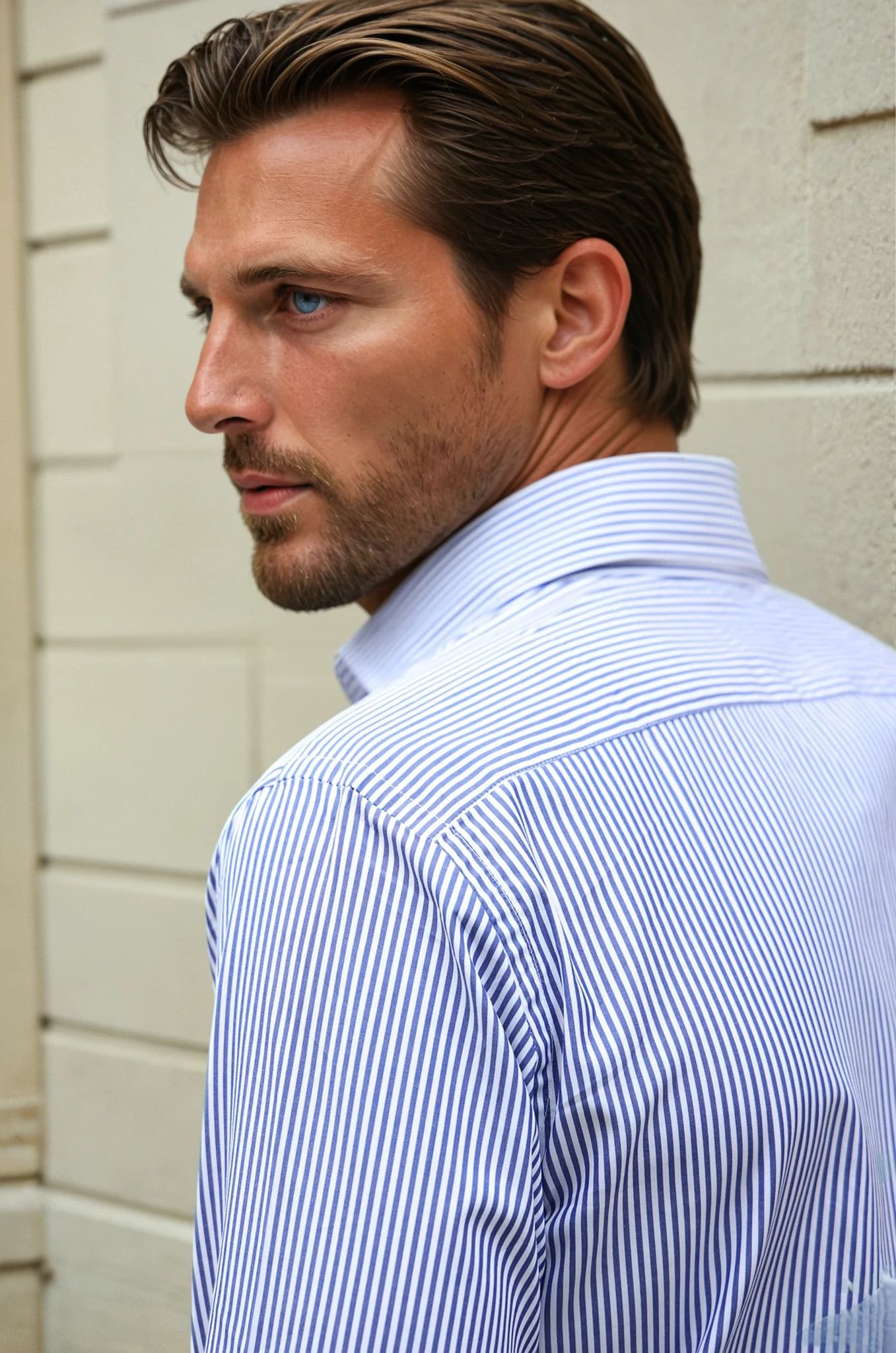 Chemise Gio en coton à rayure - Marine-CHEMISE HOMME-Curling-Paris