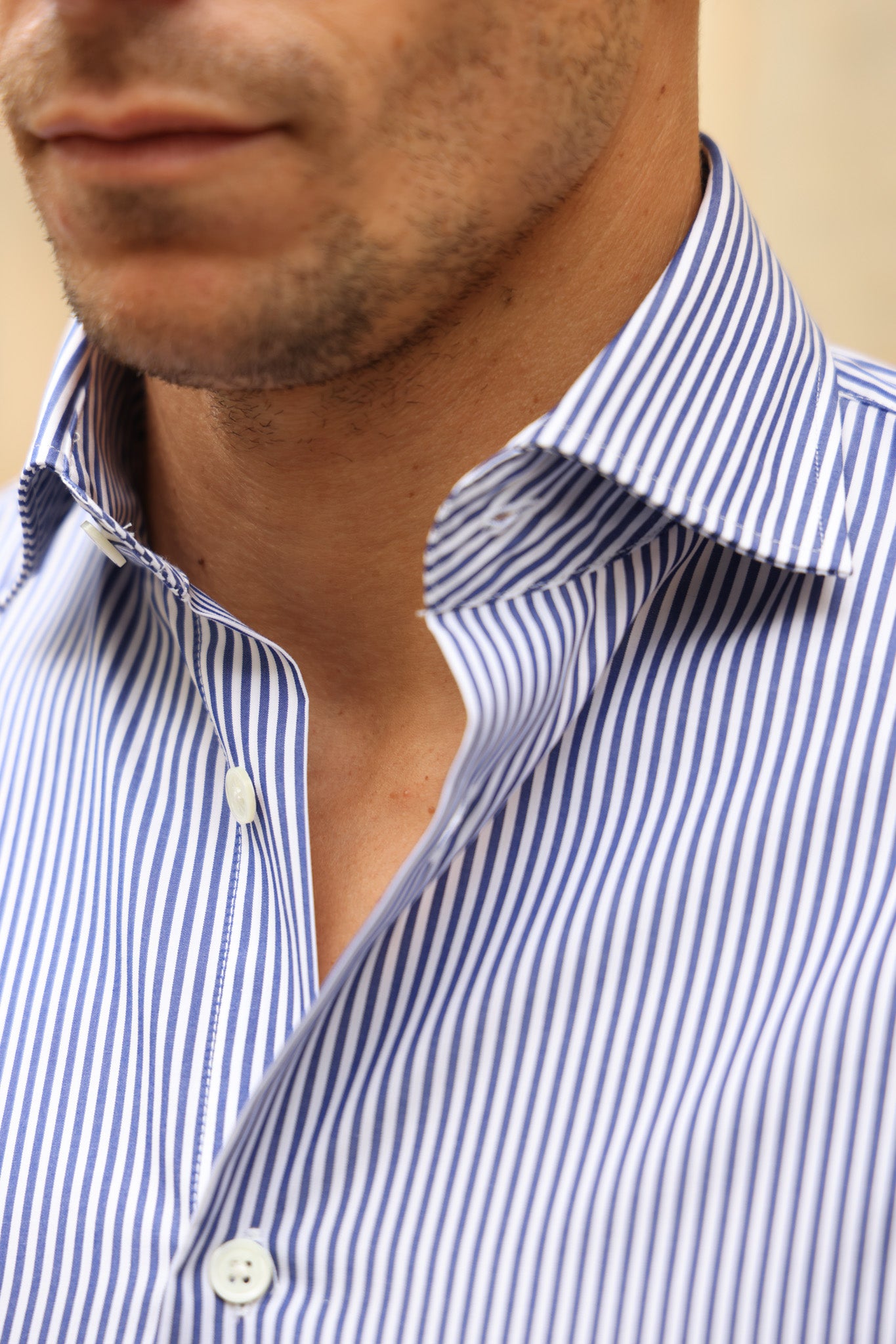 Chemise Gio en coton à rayure - Marine-CHEMISE HOMME-Curling-Paris