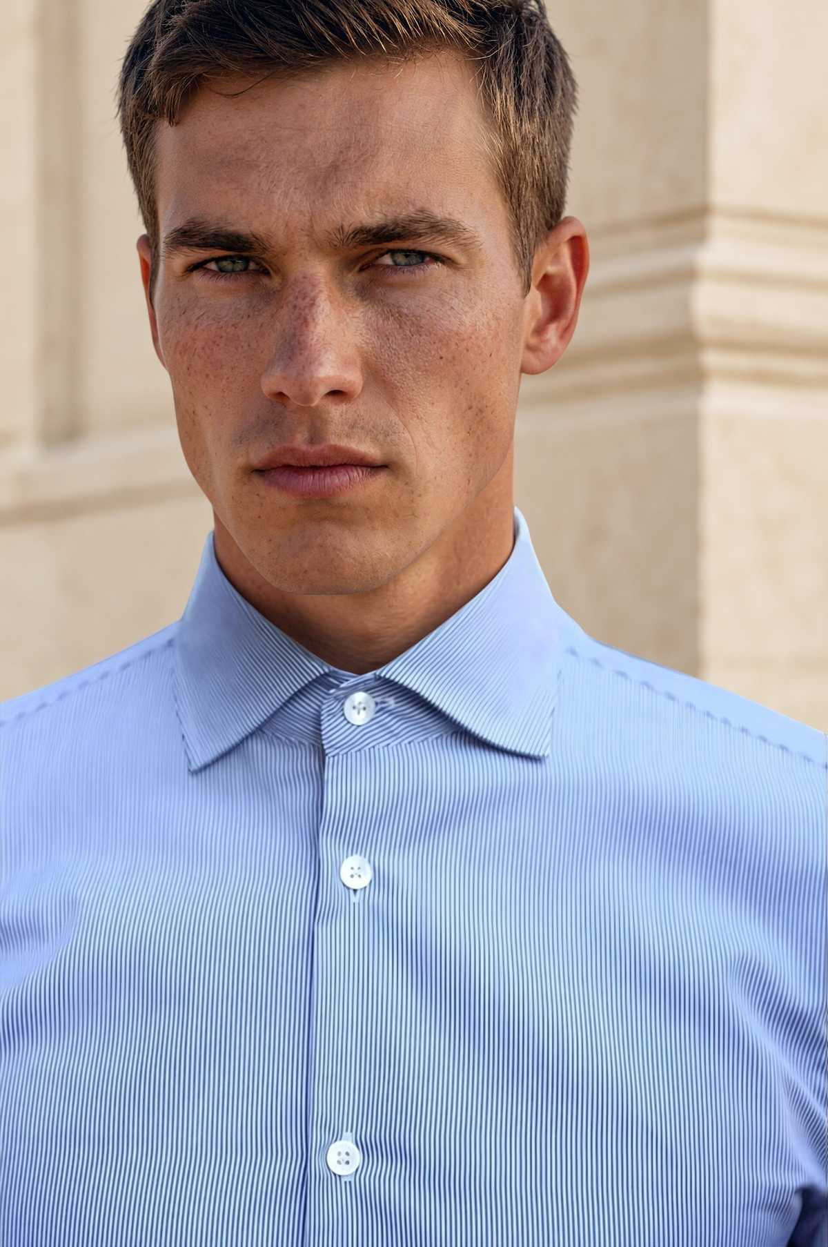 Chemise Gio en coton à rayures fines - Marine-CHEMISE HOMME-Curling-Paris