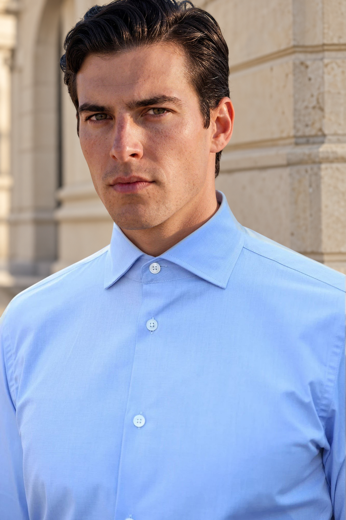 Chemise Gio en coton fil à fil - Ciel-CHEMISE HOMME-Curling-Paris