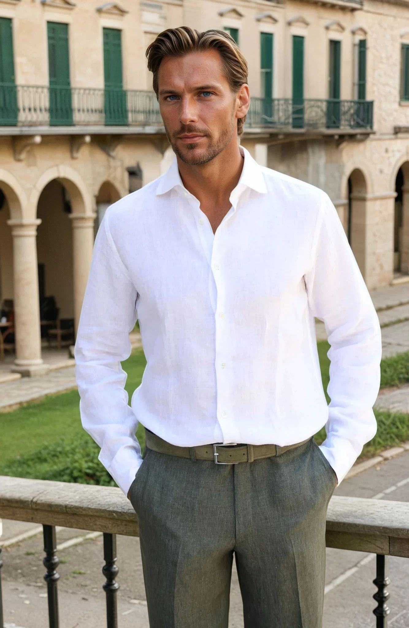 Chemise Gio en lin - Blanc-CHEMISE HOMME-Curling-Paris