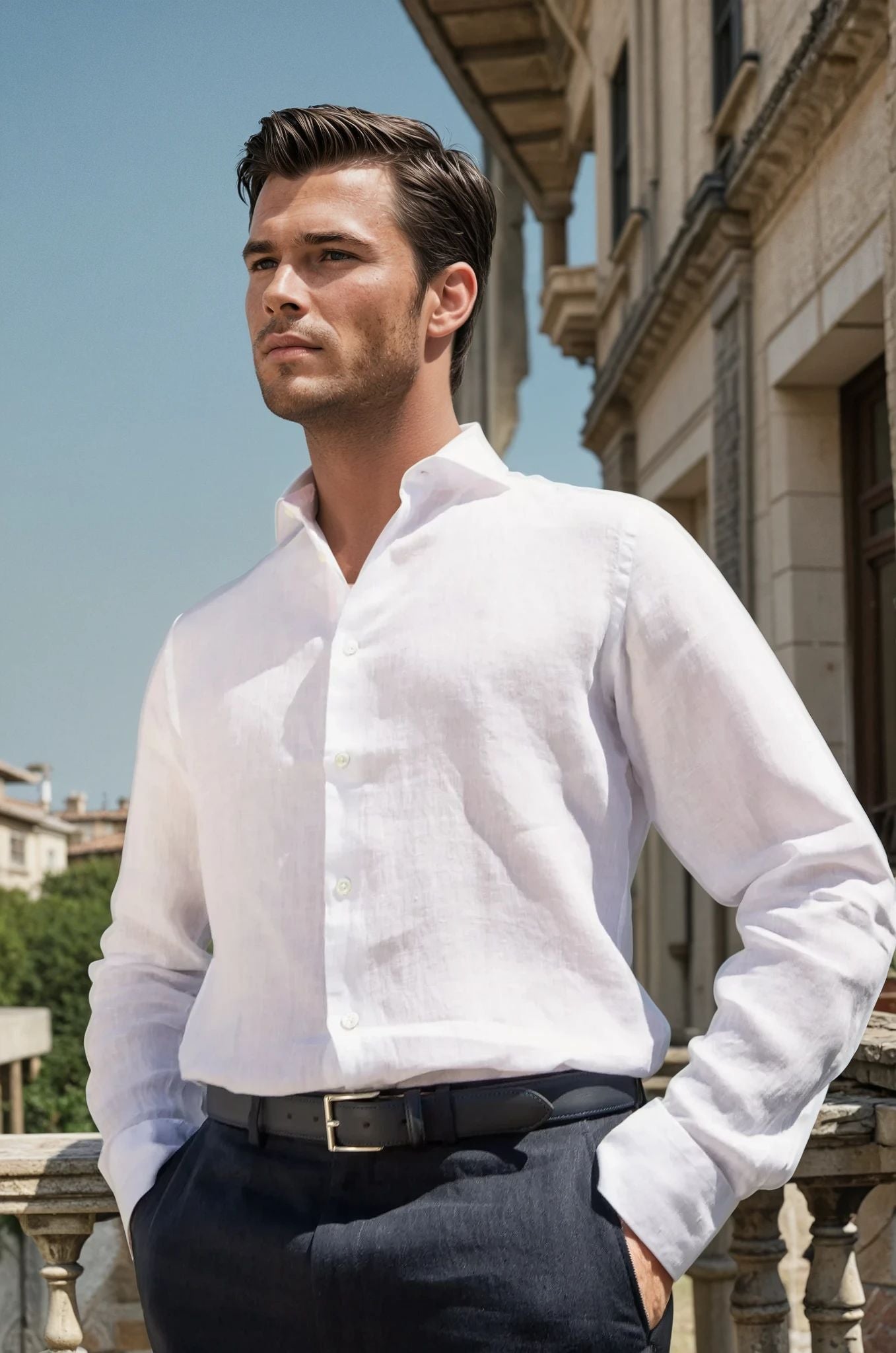 Chemise Gio en lin - Blanc-CHEMISE HOMME-Curling-Paris