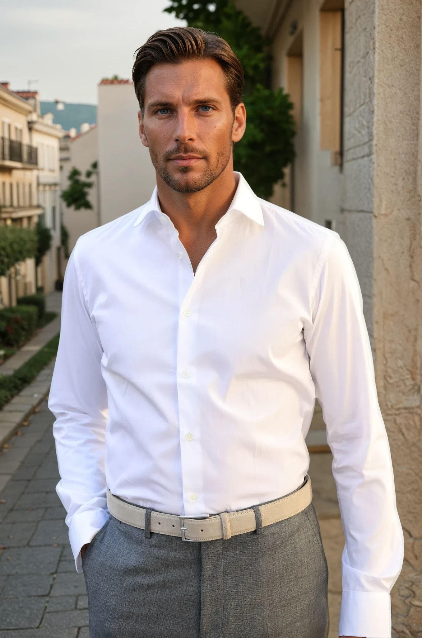 Chemise Gio en popeline de coton Albini - Blanc-CHEMISE HOMME-Curling-Paris