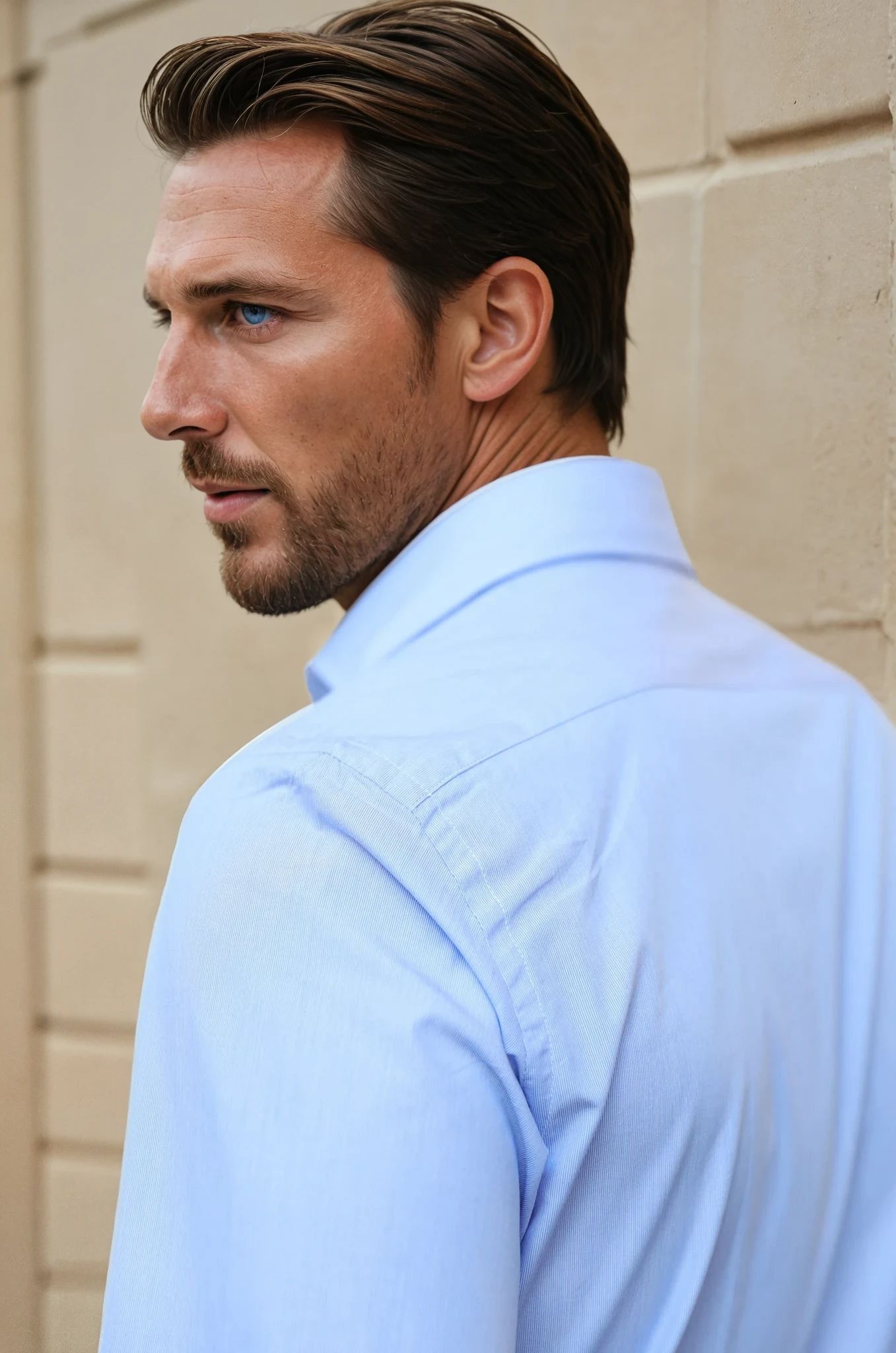 Chemise Gio en popeline de coton - Bleu-CHEMISE HOMME-Curling-Paris