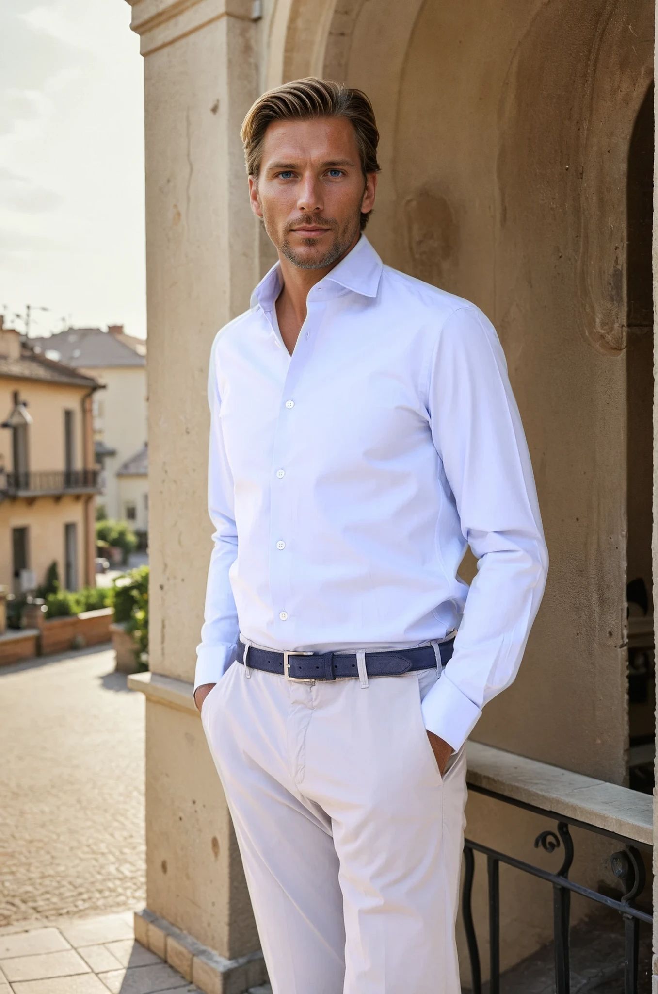 Chemise Gio en popeline de coton - Ciel-CHEMISE HOMME-Curling-Paris
