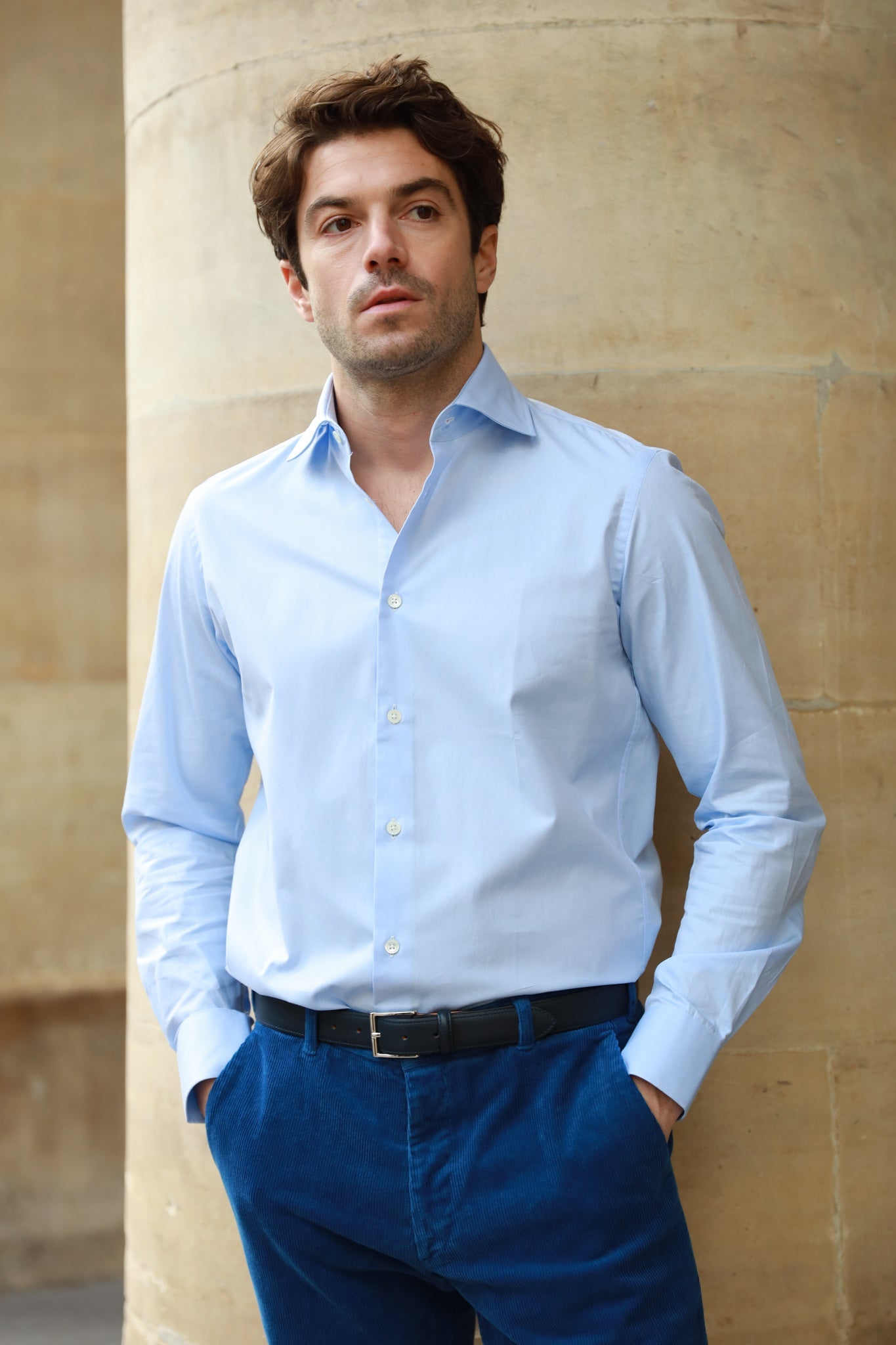 Chemise Gio en popeline de coton - Ciel-CHEMISE HOMME-Curling-Paris