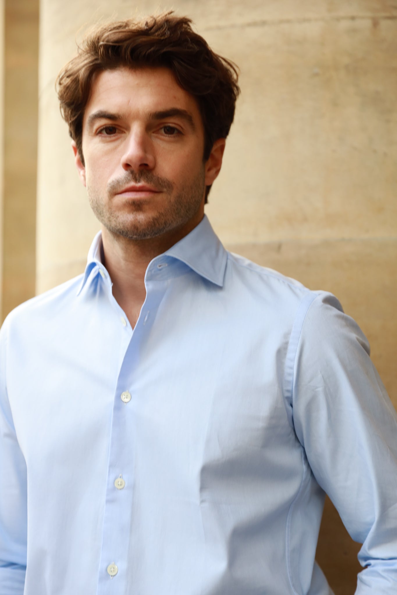 Chemise Gio en popeline de coton - Ciel-CHEMISE HOMME-Curling-Paris