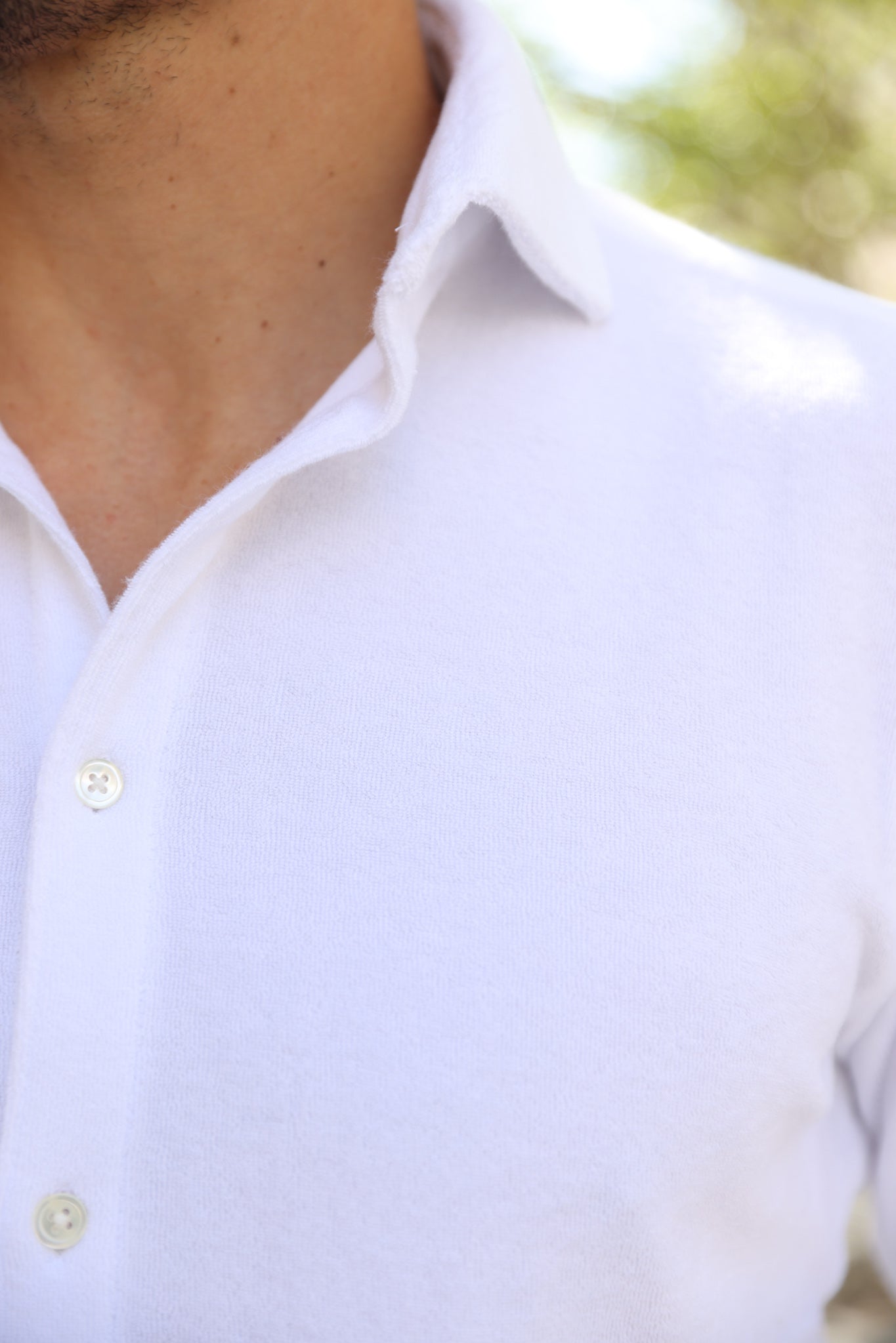 Chemise Hugo en éponge de coton - Blanc-CHEMISE HOMME-Curling-Paris
