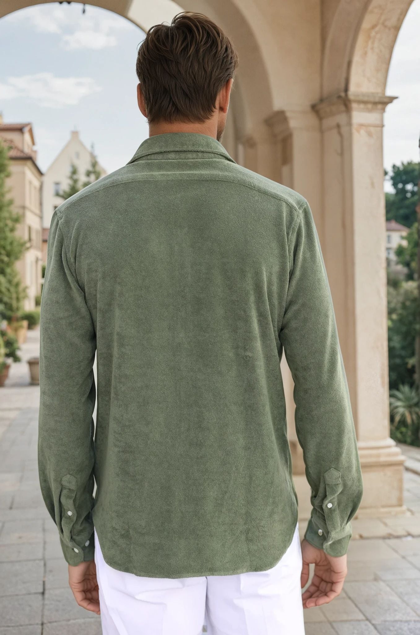 Chemise Hugo en éponge de coton - Kaki-CHEMISE HOMME-Curling-Paris