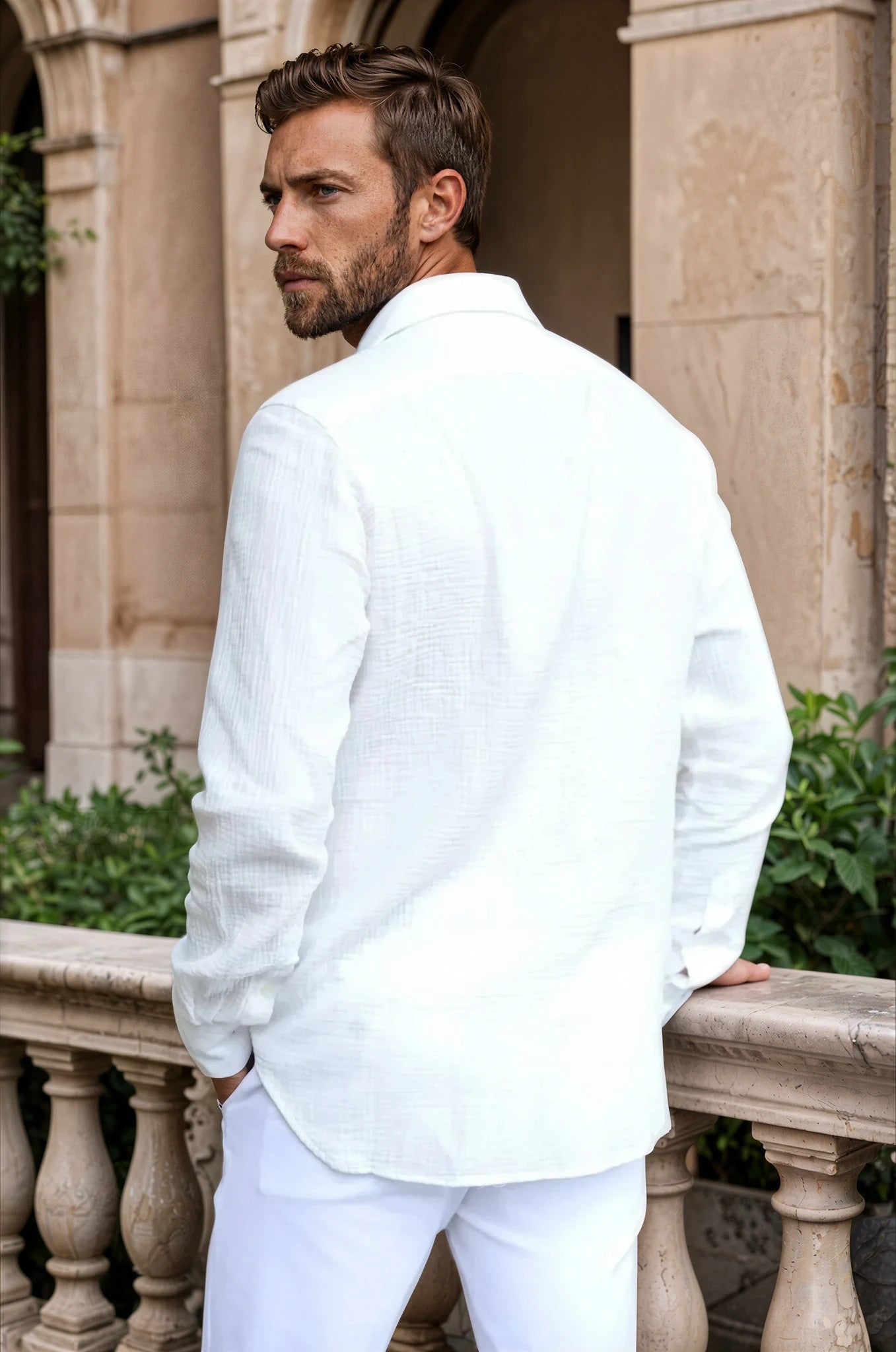 Chemise Hugo en gaze de coton - Blanc-CHEMISE HOMME-Curling-Paris