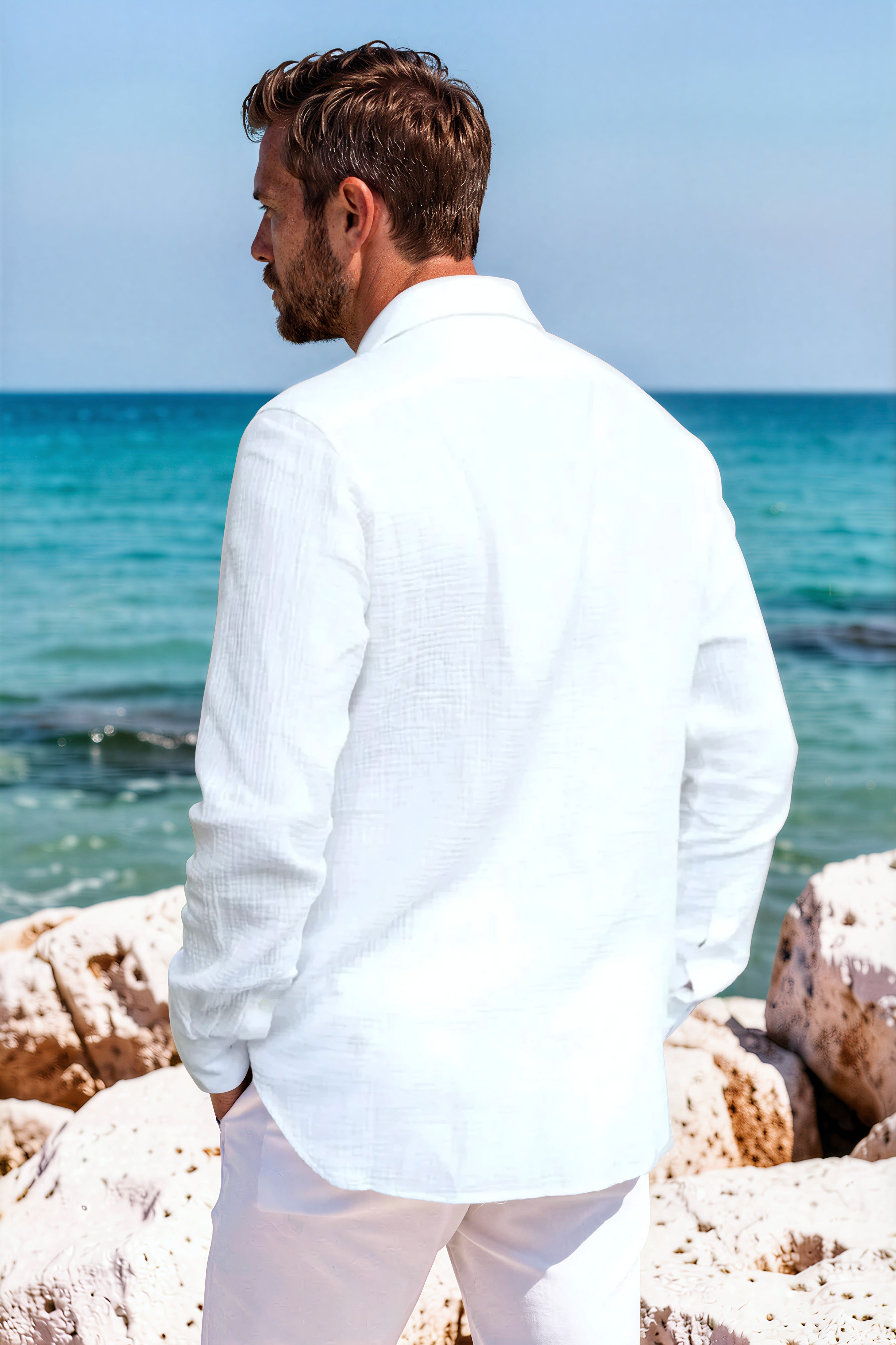 Chemise Hugo en gaze de coton - Blanc-CHEMISE HOMME-Curling-Paris
