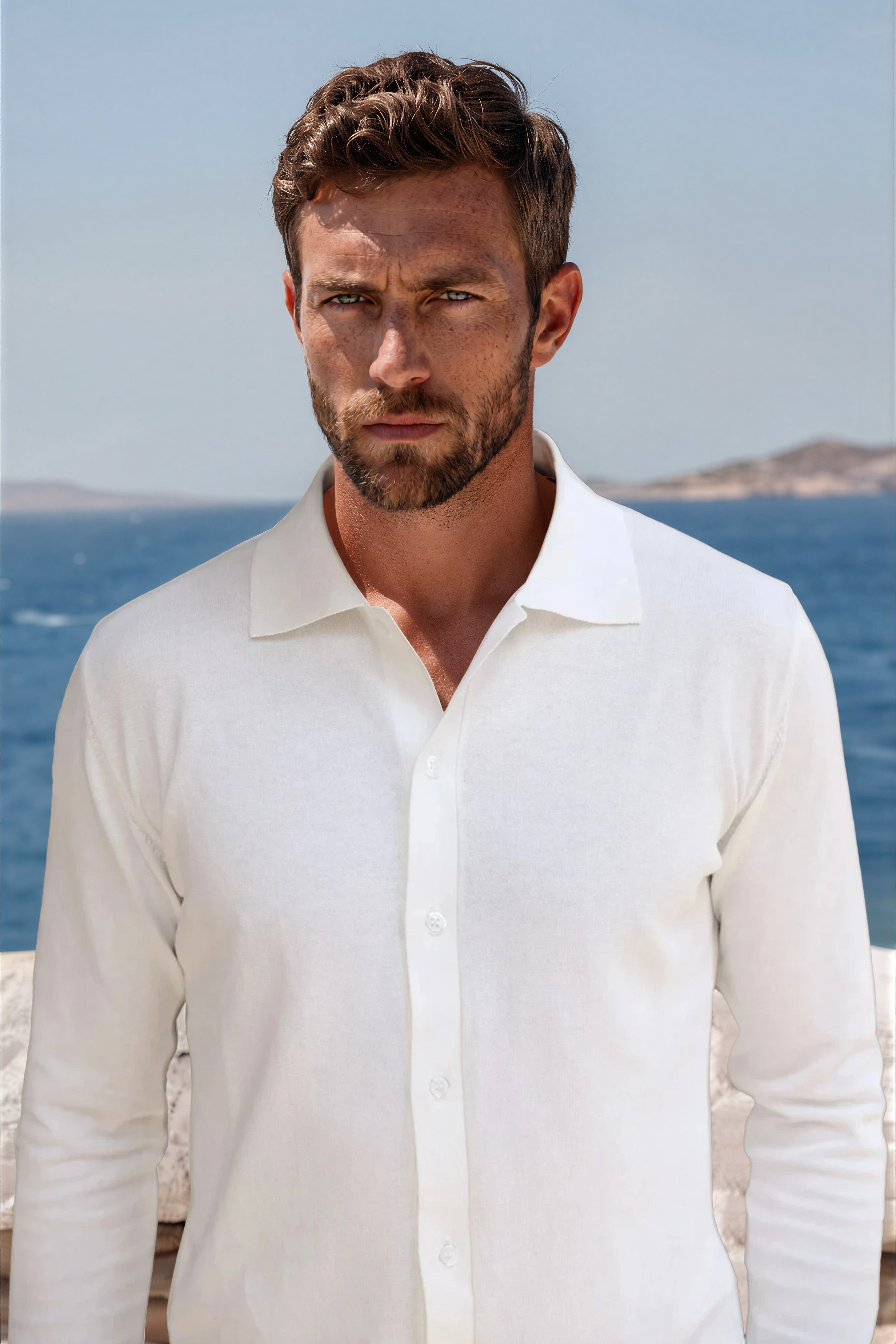 Chemise Paolo en maille de coton - Ecru-CHEMISE HOMME-Curling-Paris
