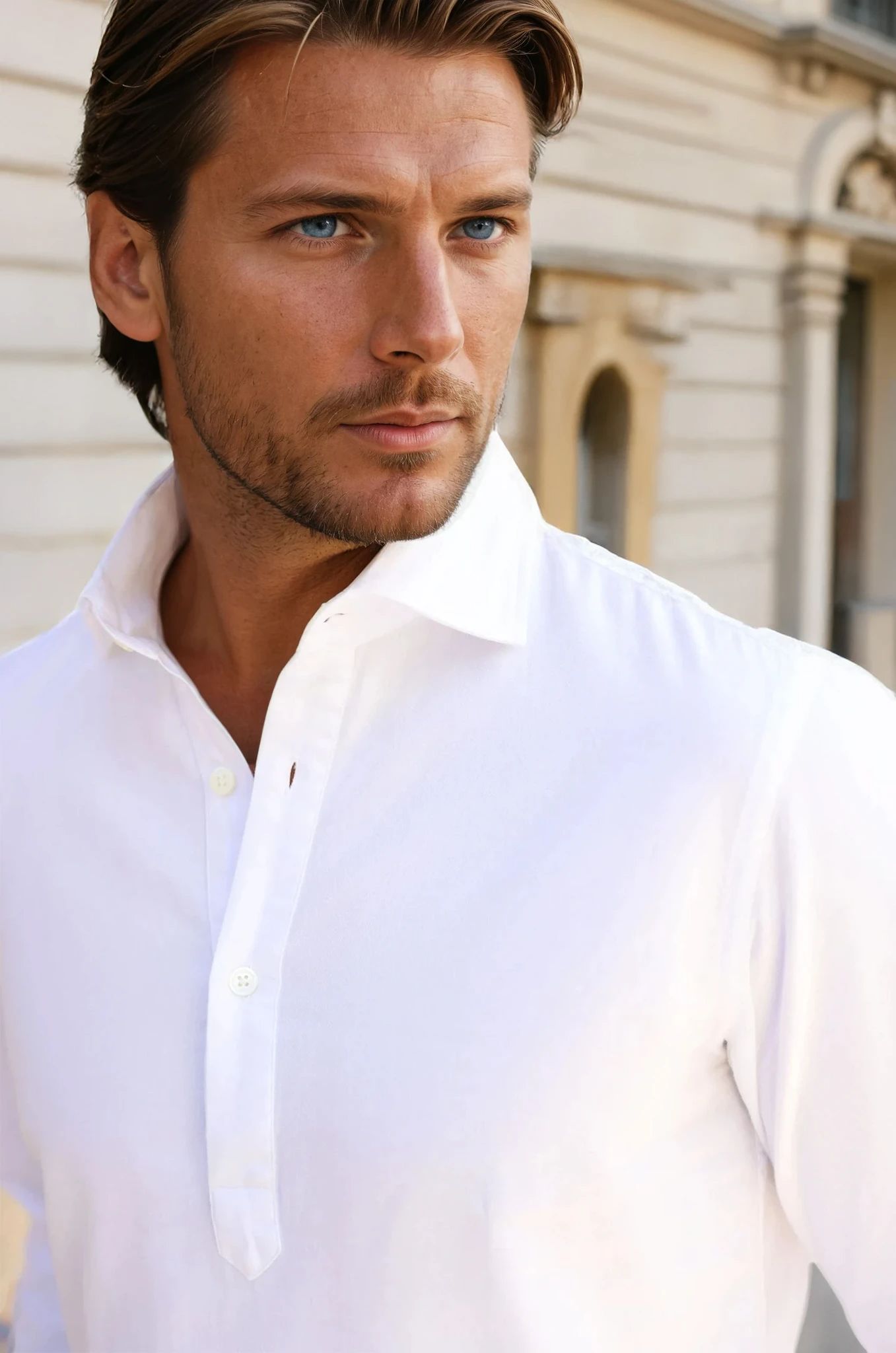 Chemise Popover en flanelle de coton - Blanc-CHEMISE HOMME-Curling-Paris
