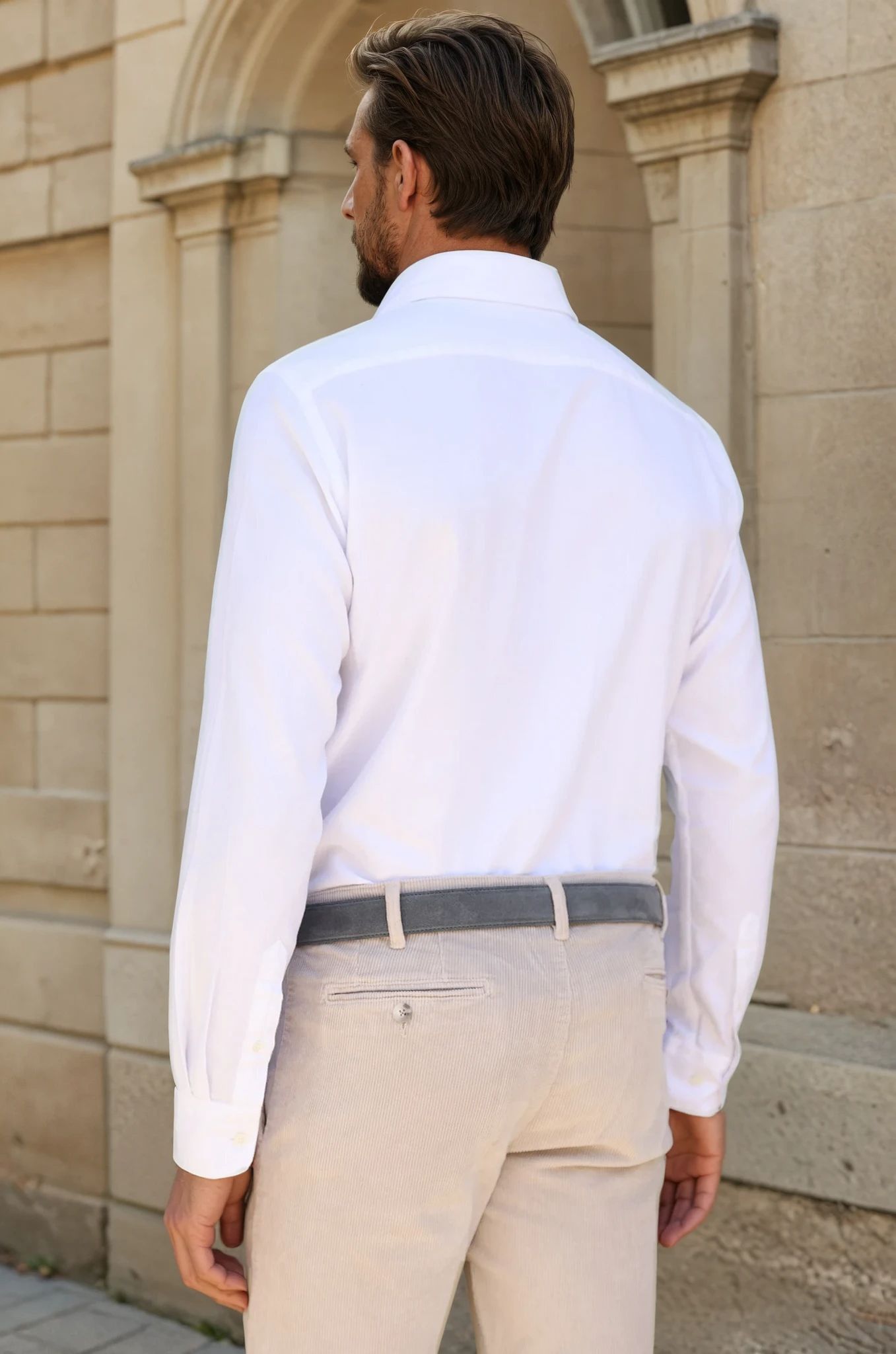 Chemise Popover en flanelle de coton - Blanc-CHEMISE HOMME-Curling-Paris