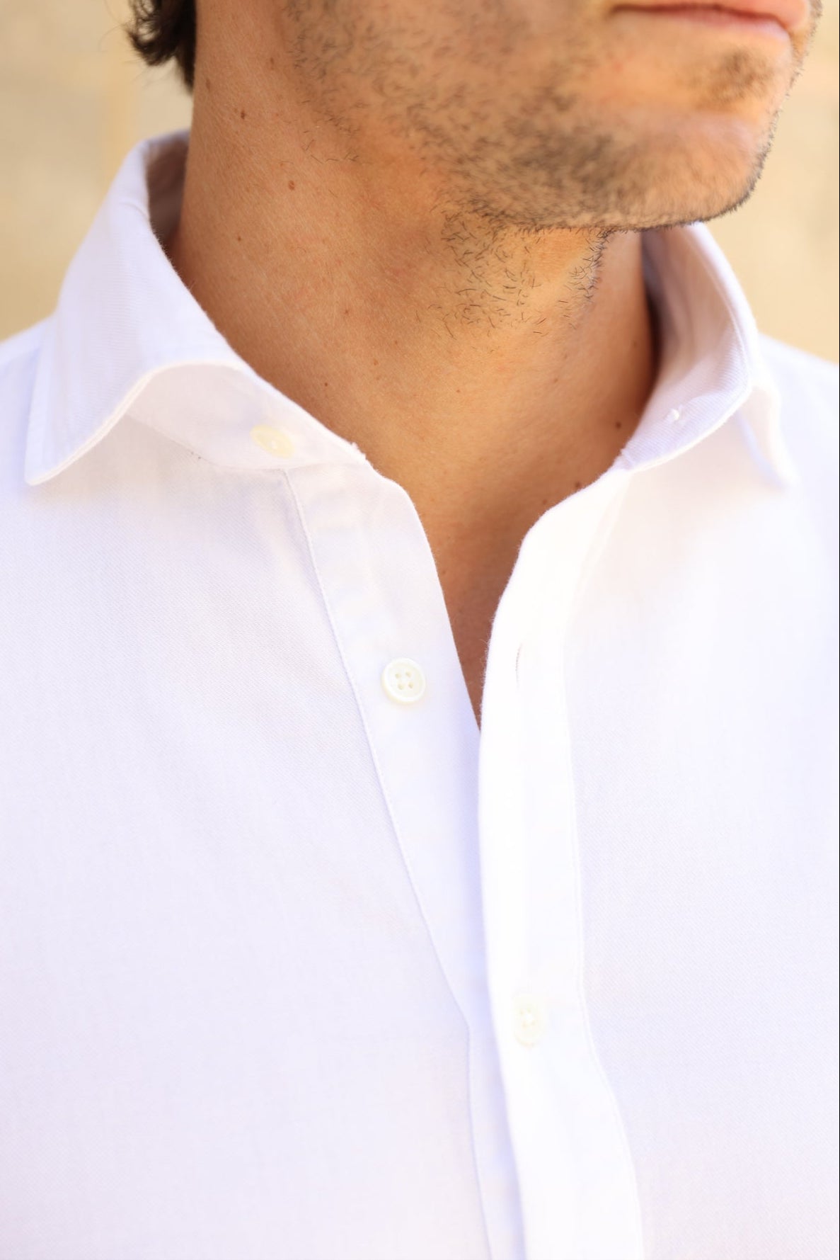 Chemise Popover en flanelle de coton - Blanc-CHEMISE HOMME-Curling-Paris