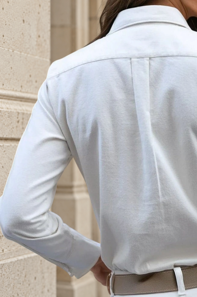 Chemisier Adele en flanelle de coton - Ecru-CHEMISIER FEMME-Curling-Paris