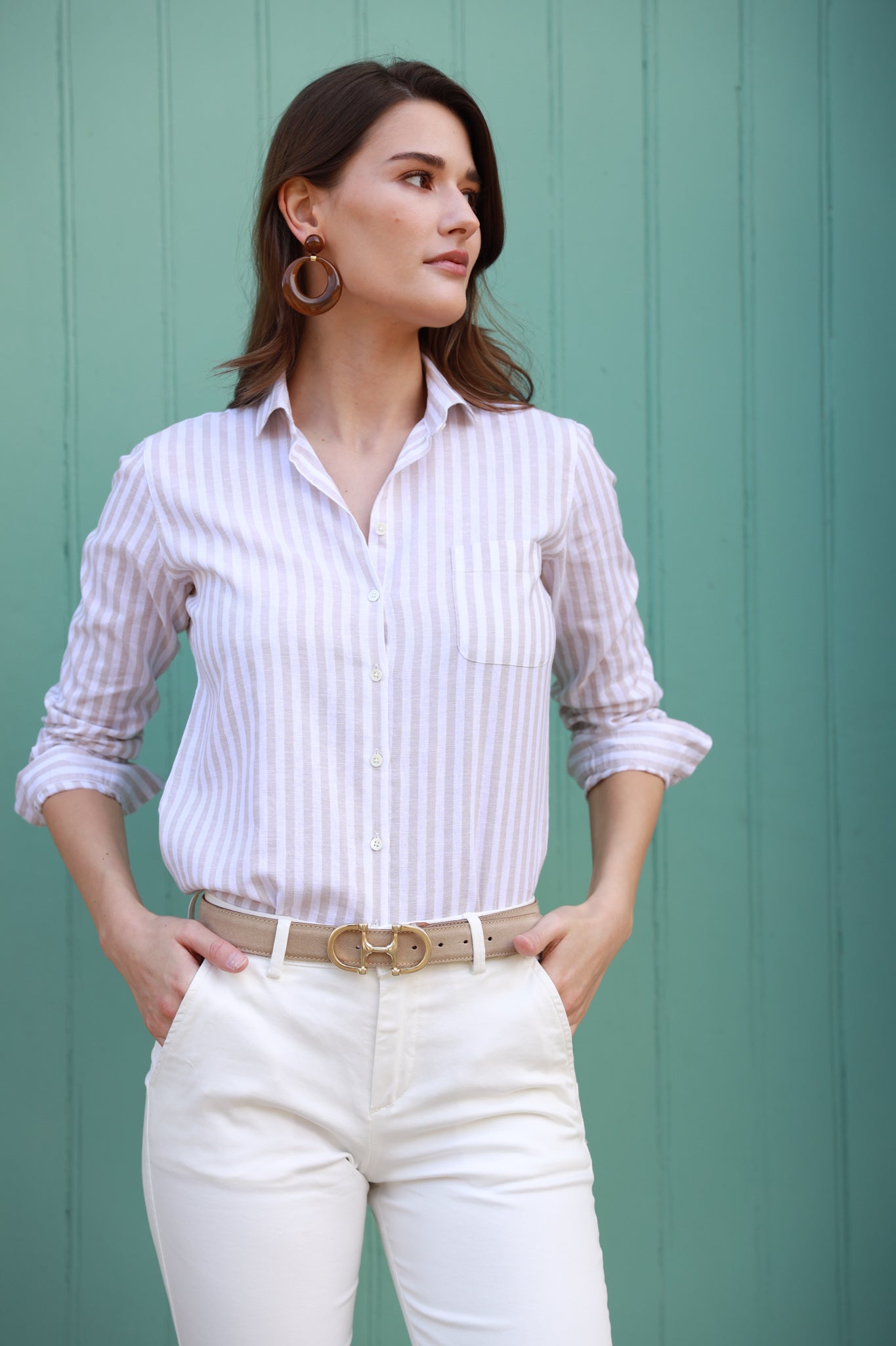 Chemisier Adele en lin & coton- Blanc-CHEMISIER FEMME-Curling-Paris