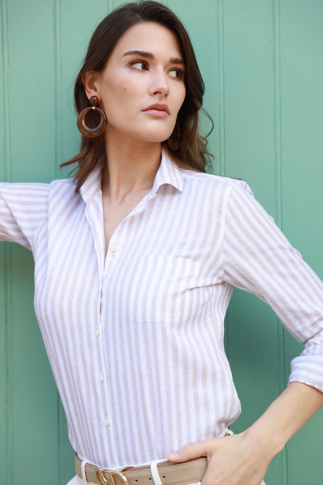 Chemisier Adele en lin & coton- Blanc-CHEMISIER FEMME-Curling-Paris