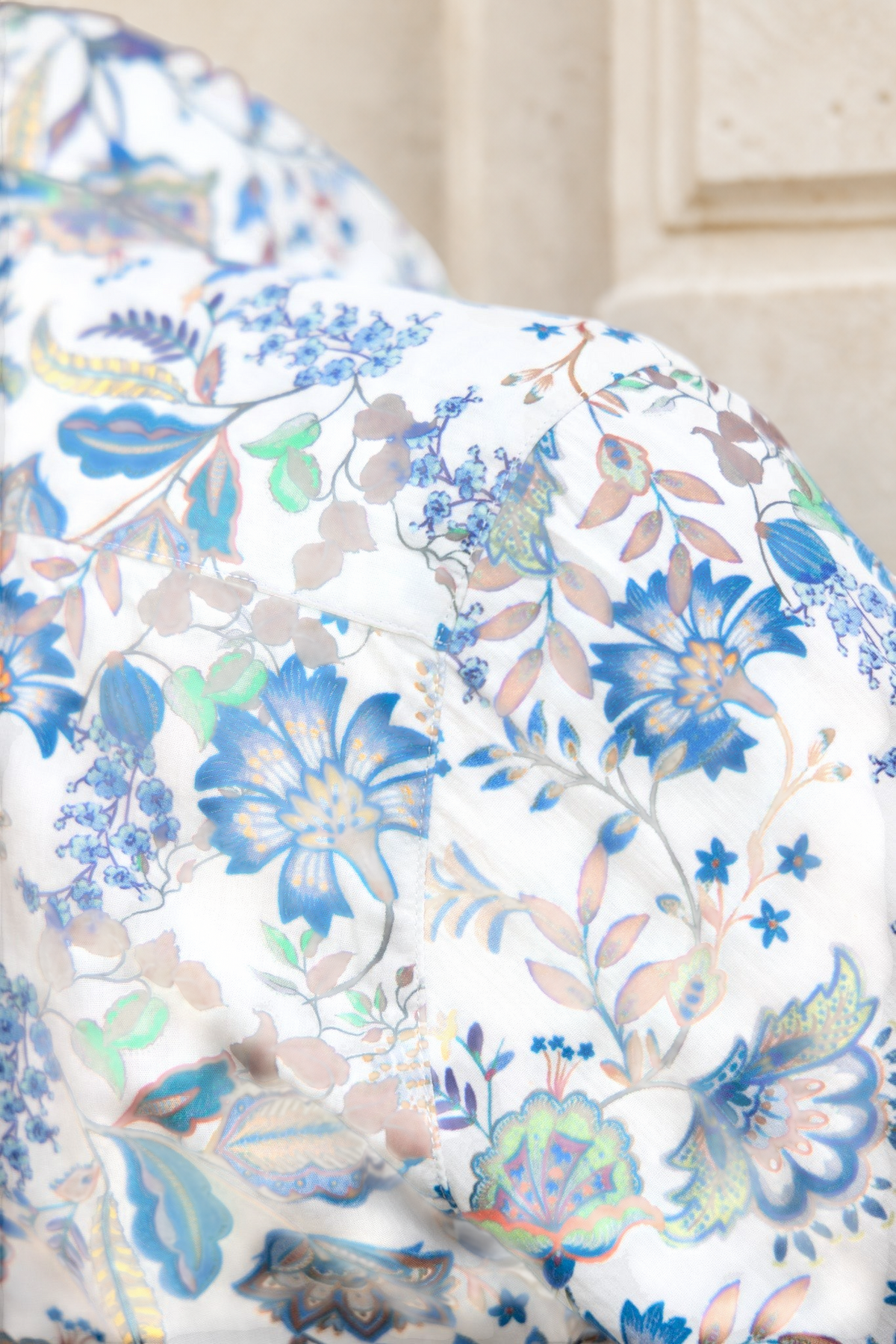 Chemisier Canelle en coton – Fleurs Bleu Marron-CHEMISIER FEMME-Curling-Paris