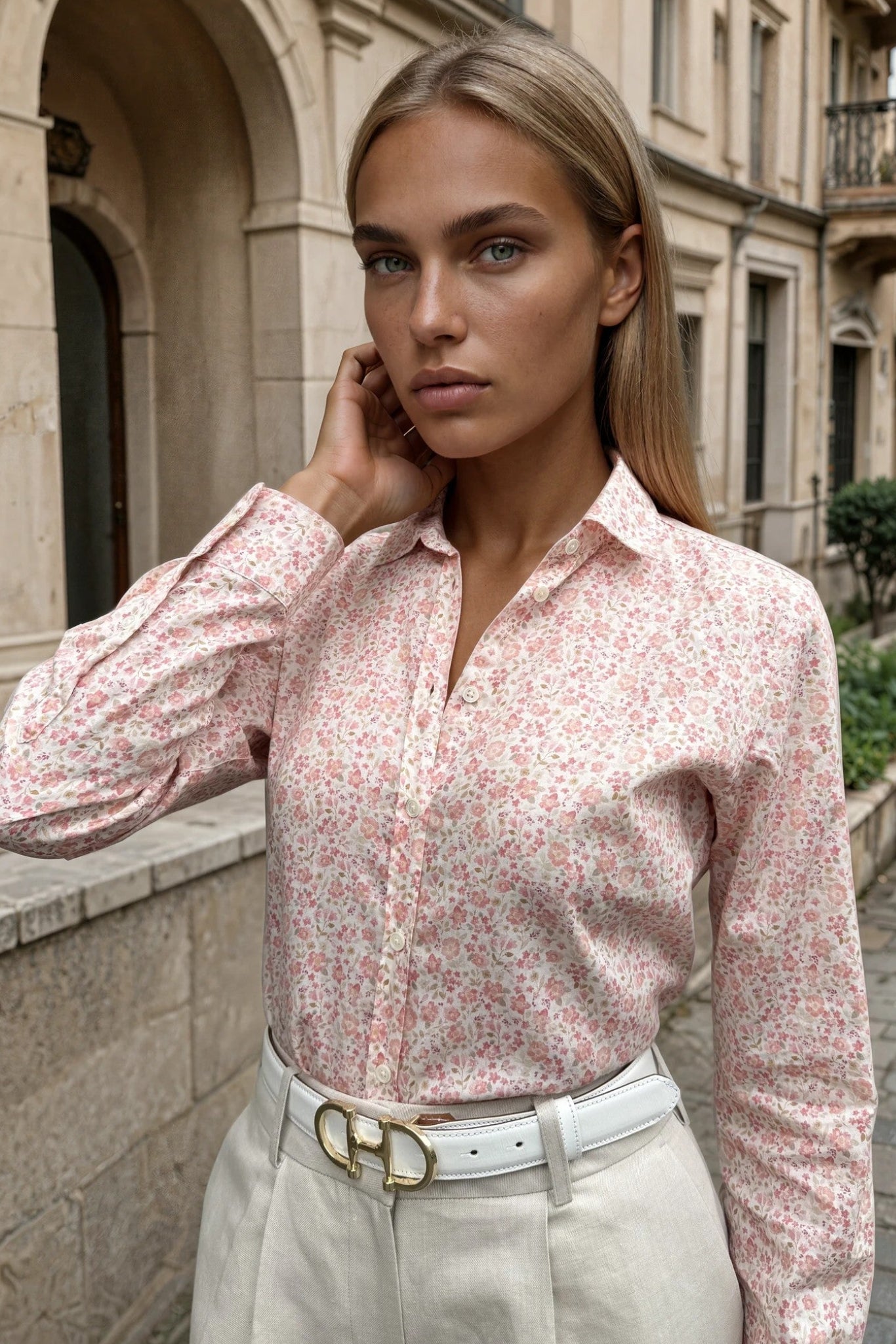 Chemisier Canelle en coton - Fleurs Roses-CHEMISIER FEMME-Curling-Paris