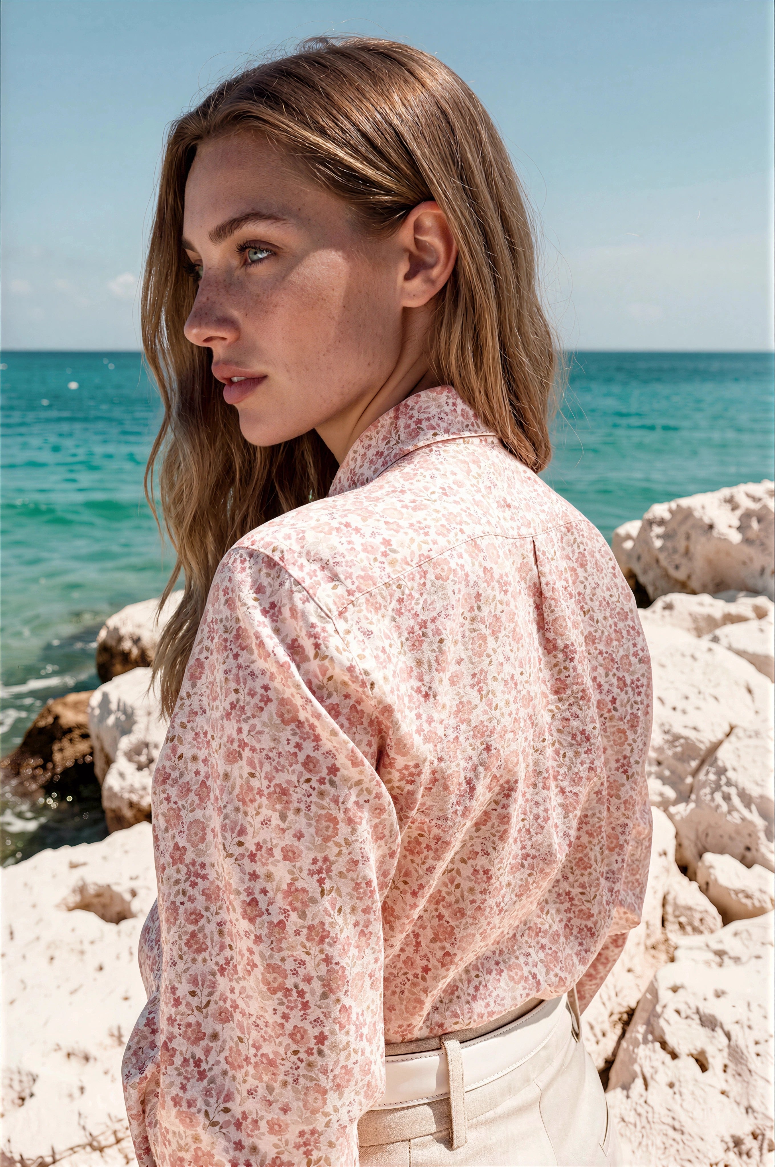Chemisier Canelle en coton - Fleurs Roses-CHEMISIER FEMME-Curling-Paris