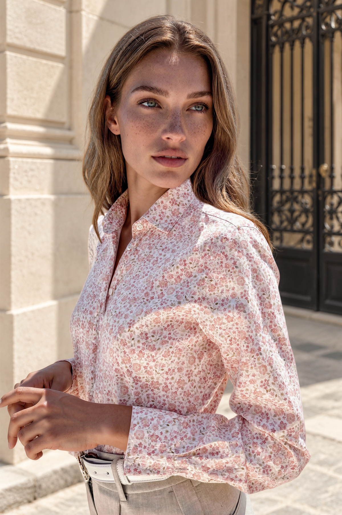 Chemisier Canelle en coton - Fleurs Roses-CHEMISIER FEMME-Curling-Paris