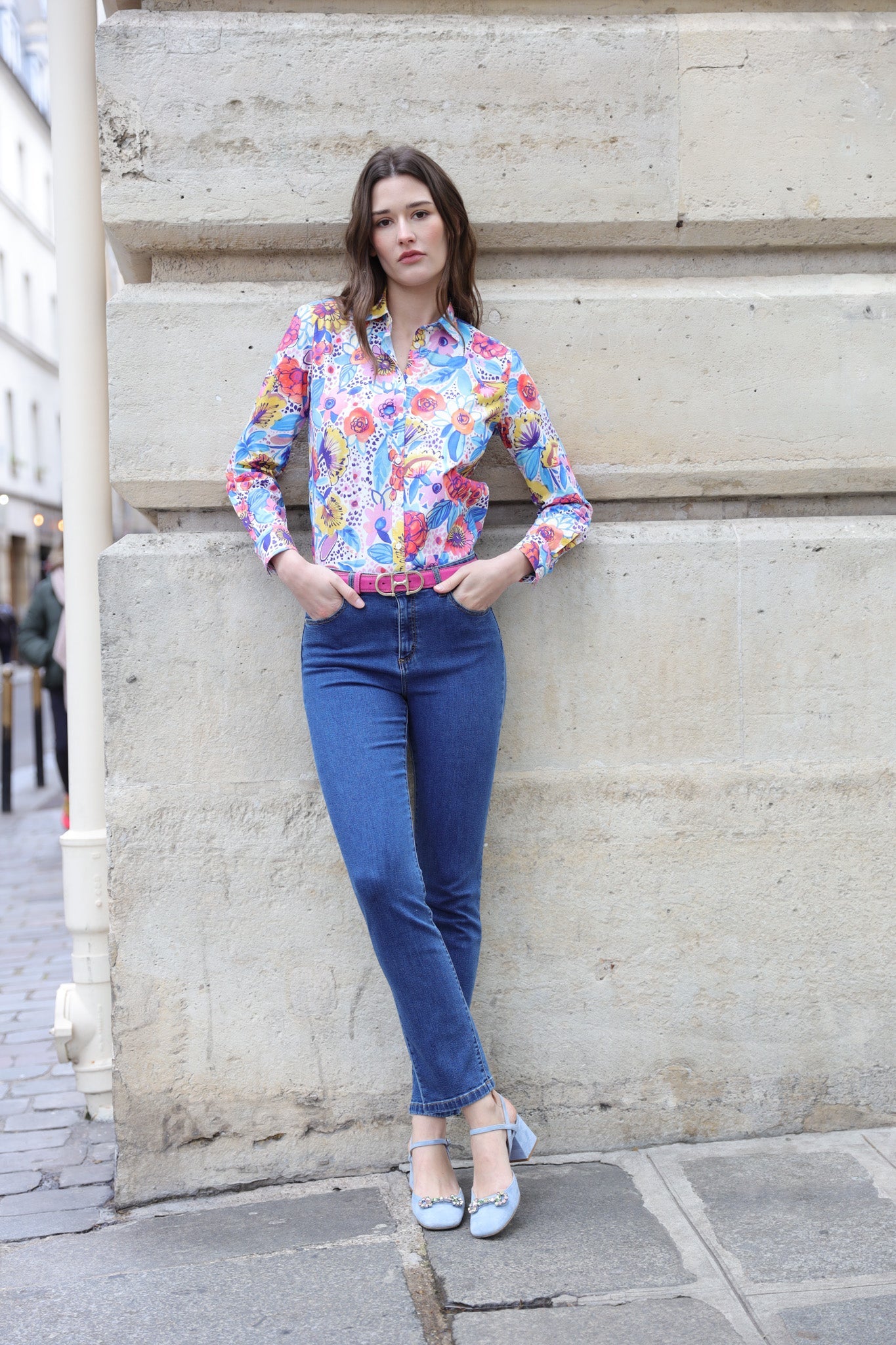 Chemisier Canelle en coton - Fleurs multicolores-CHEMISIER FEMME-Curling-Paris