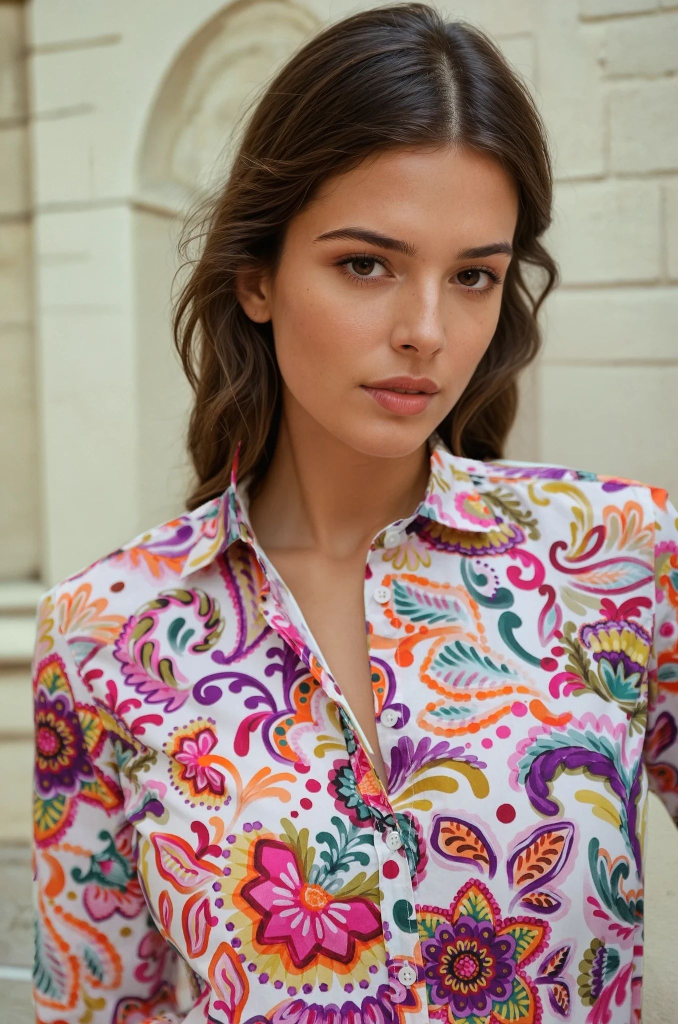 Chemisier Canelle en coton - Fleurs multicolores