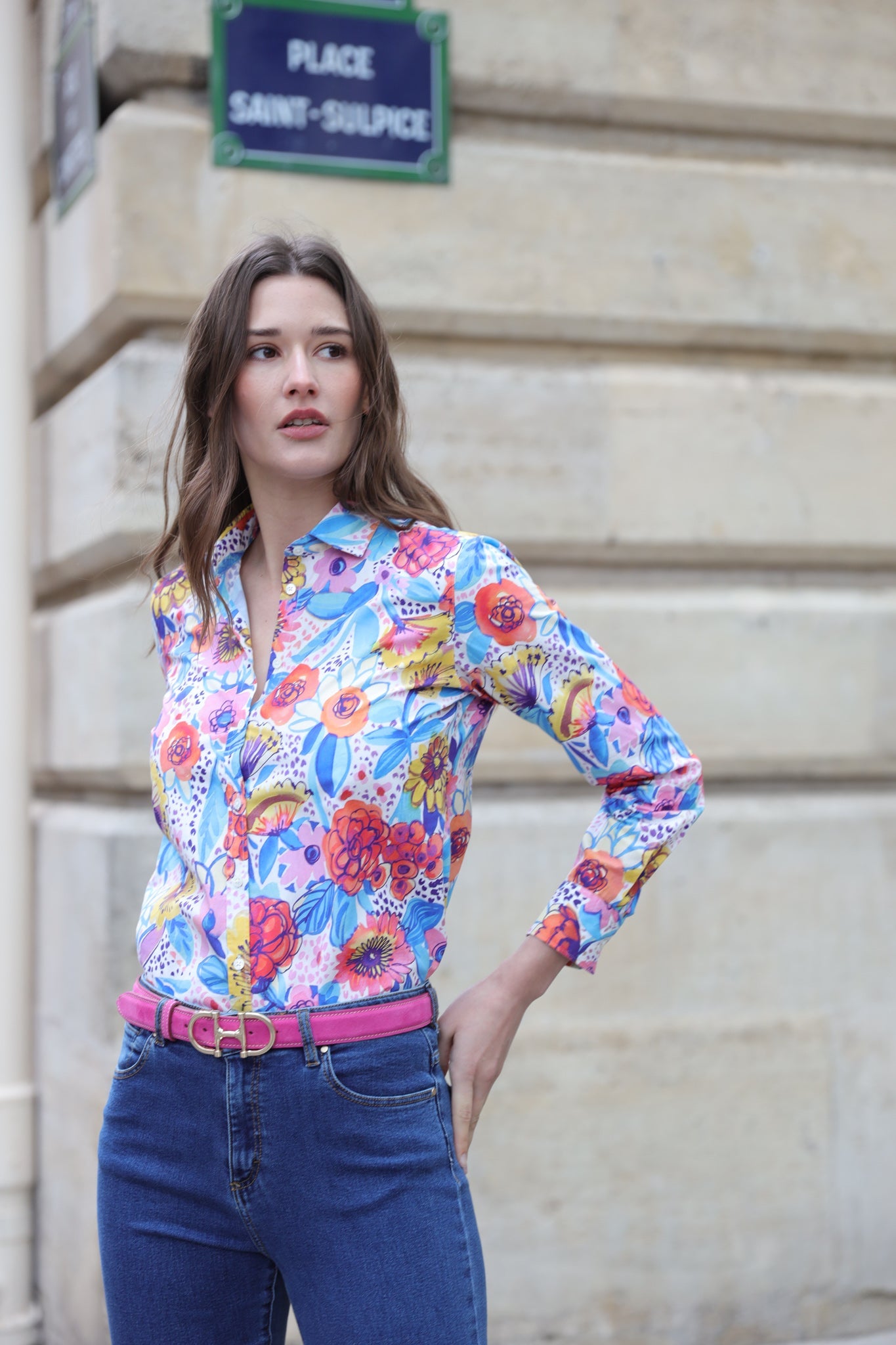 Chemisier Canelle en coton - Fleurs multicolores-CHEMISIER FEMME-Curling-Paris