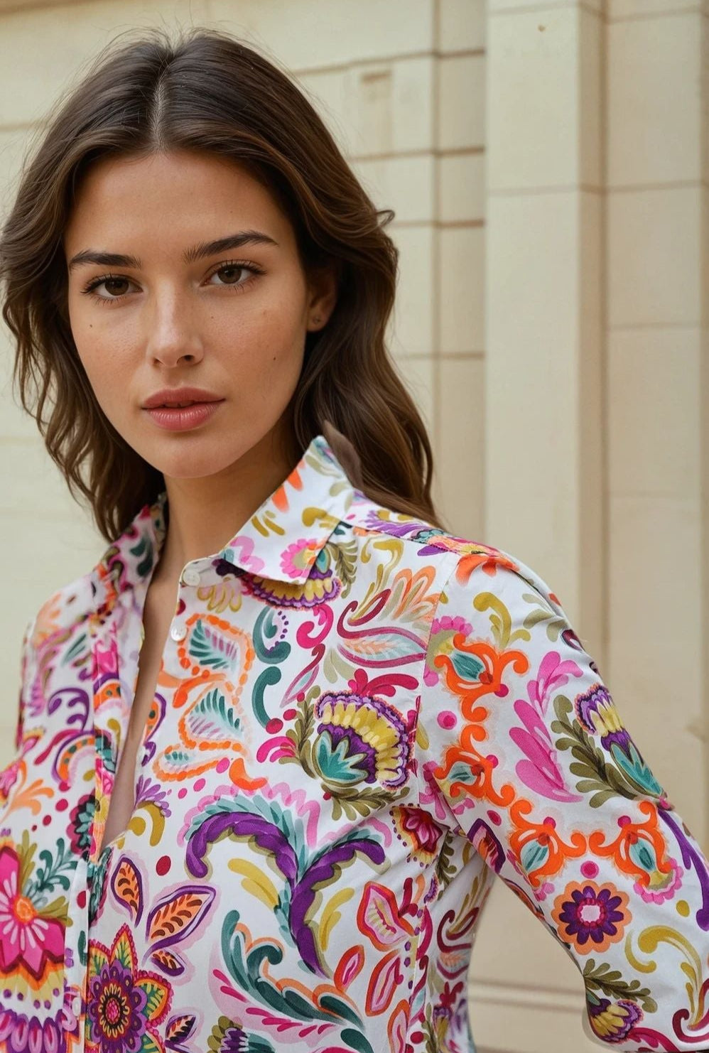 Chemisier Canelle en coton - Fleurs multicolores