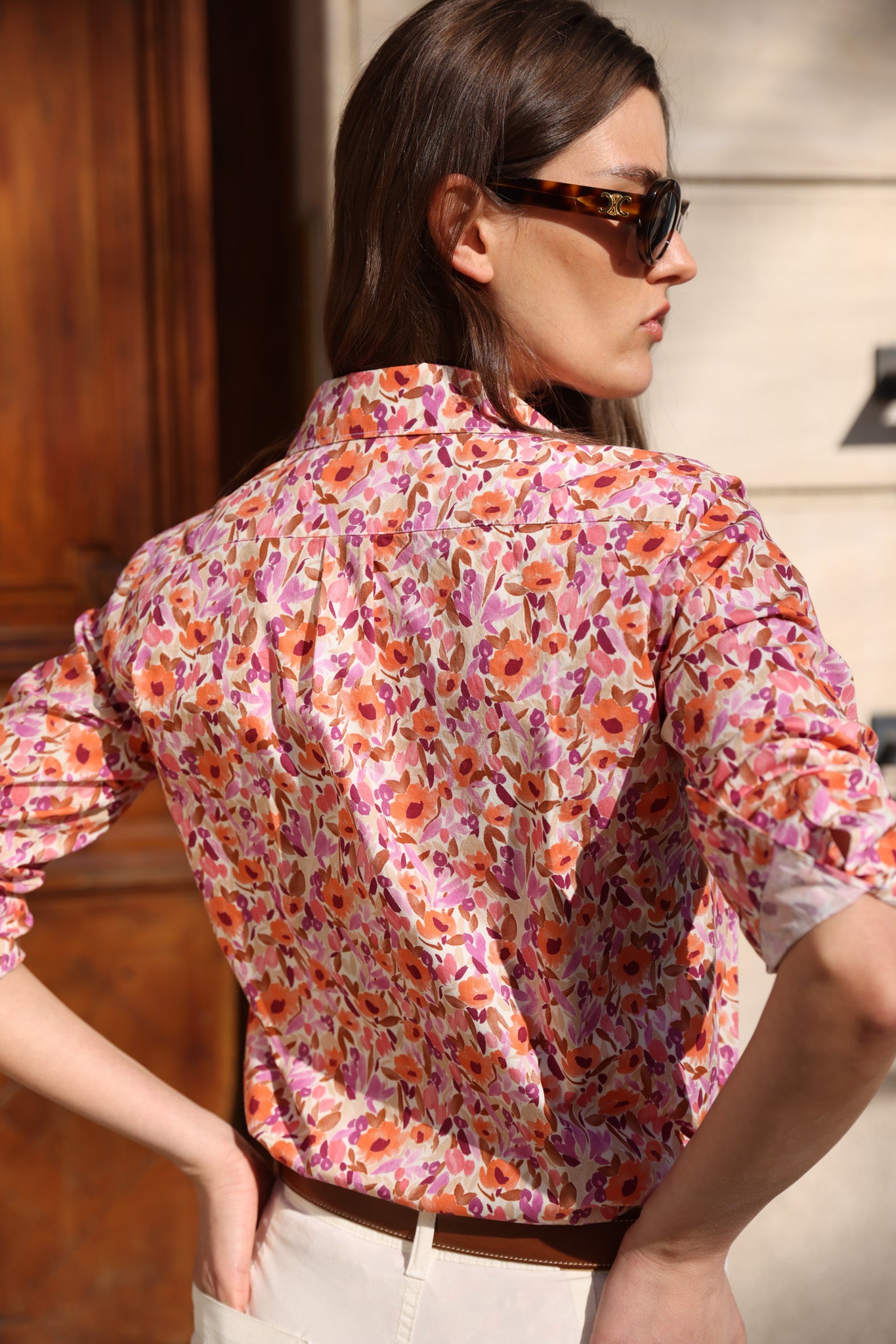 Chemisier Canelle en coton - Fleurs orange-CHEMISIER FEMME-Curling-Paris