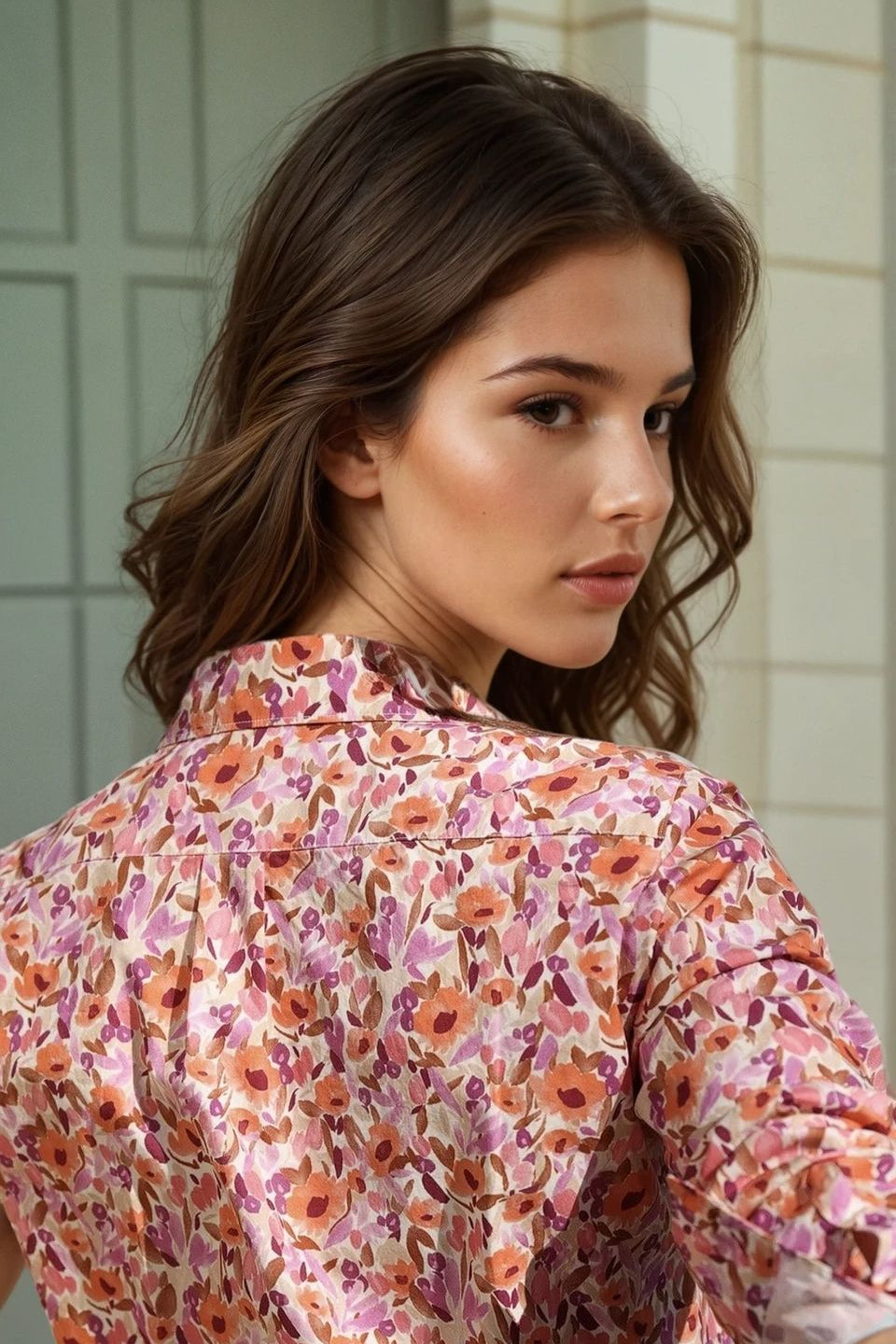 Chemisier Canelle en coton - Fleurs orange-CHEMISIER FEMME-Curling-Paris