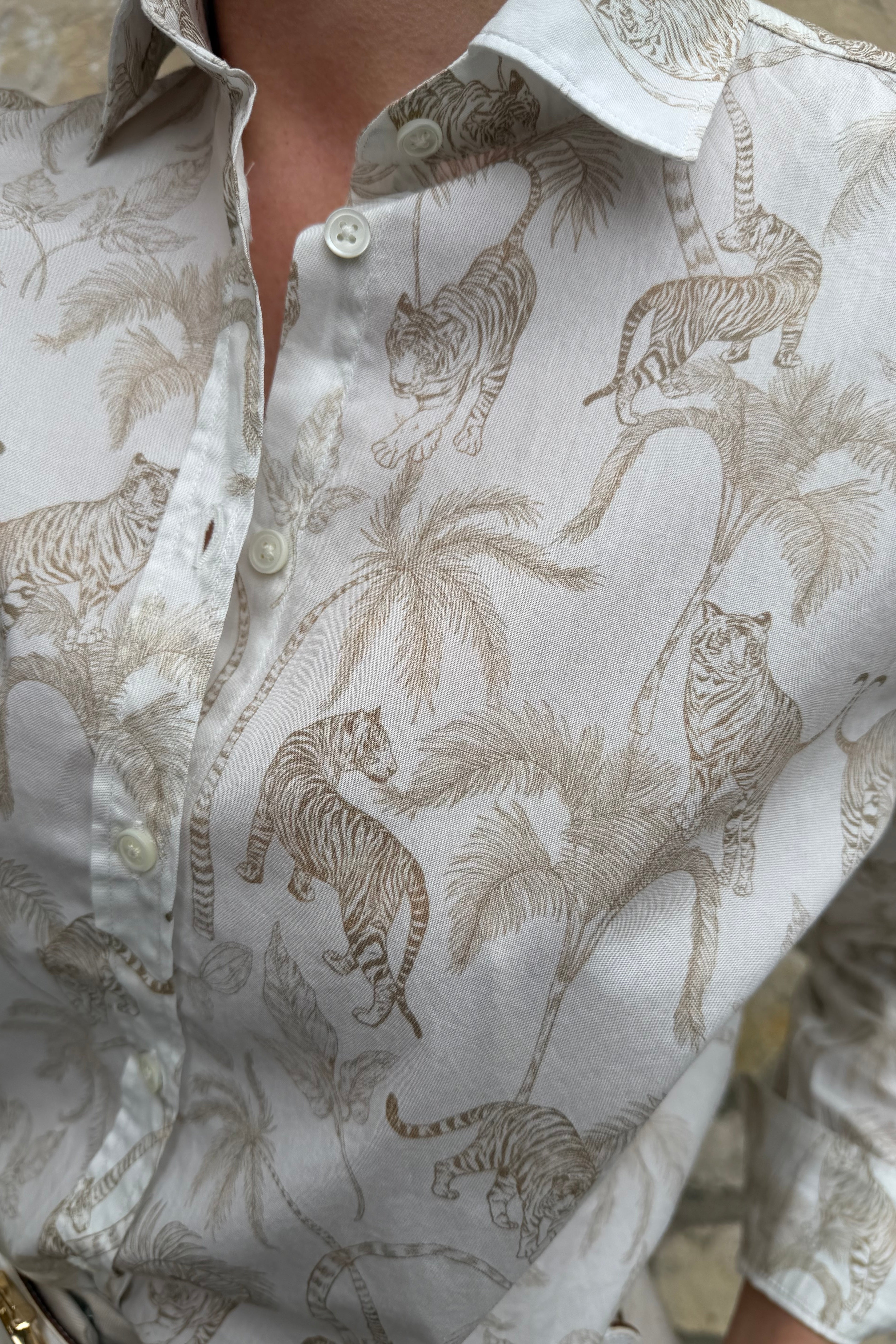 Chemisier Canelle en coton - Jungle Beige-CHEMISIER FEMME-Curling-Paris