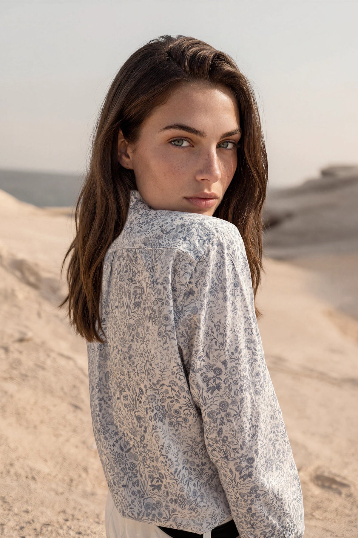 Chemisier Canelle en coton Liberty of London - Ciel-CHEMISIER FEMME-Curling-Paris