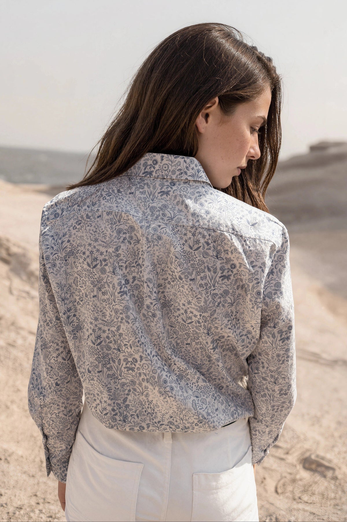 Chemisier Canelle en coton Liberty of London - Ciel-CHEMISIER FEMME-Curling-Paris