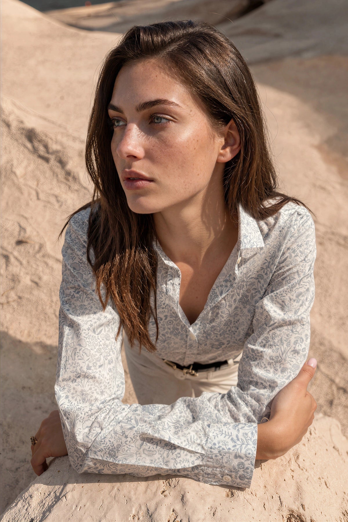 Chemisier Canelle en coton Liberty of London - Ciel-CHEMISIER FEMME-Curling-Paris