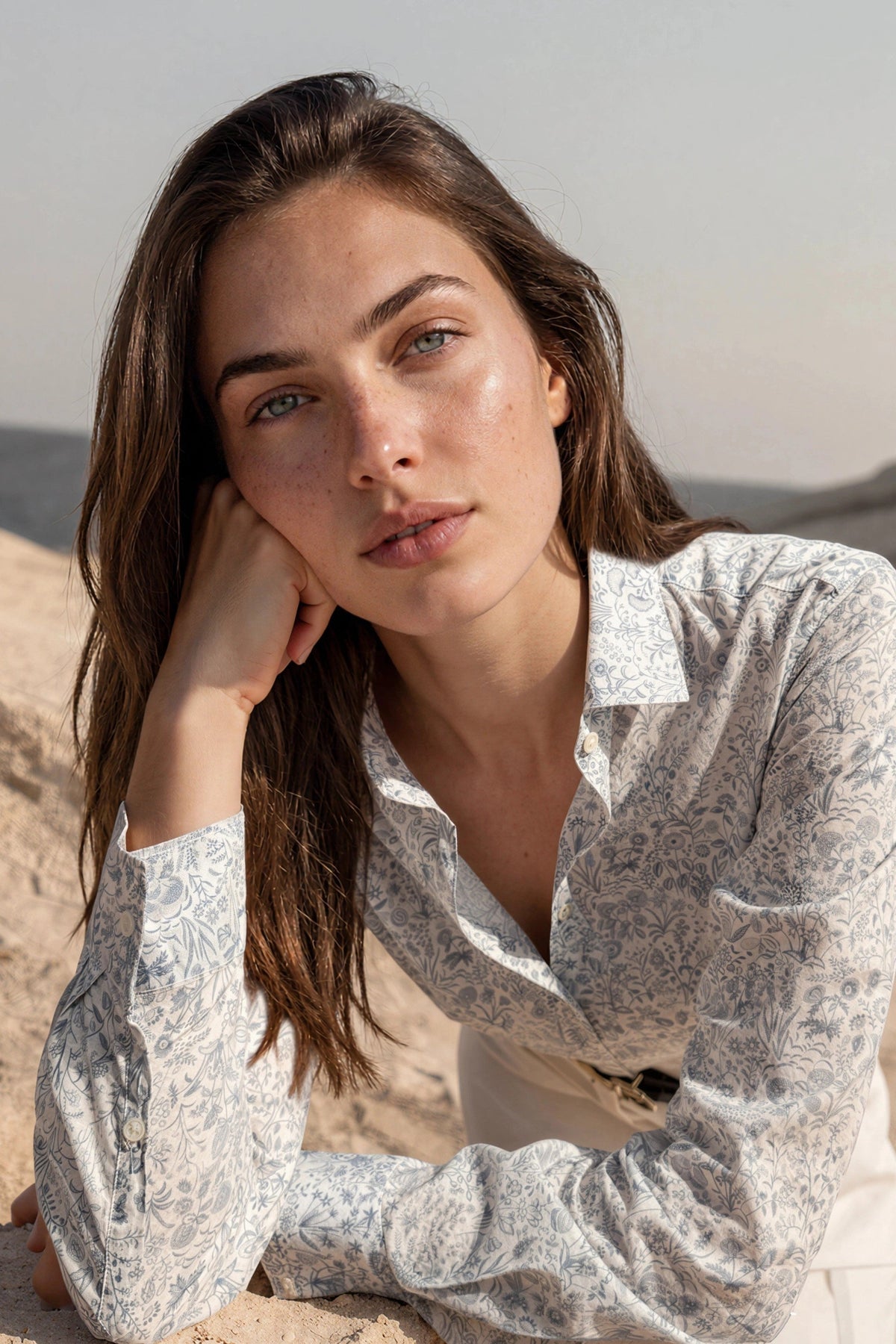 Chemisier Canelle en coton Liberty of London - Ciel-CHEMISIER FEMME-Curling-Paris