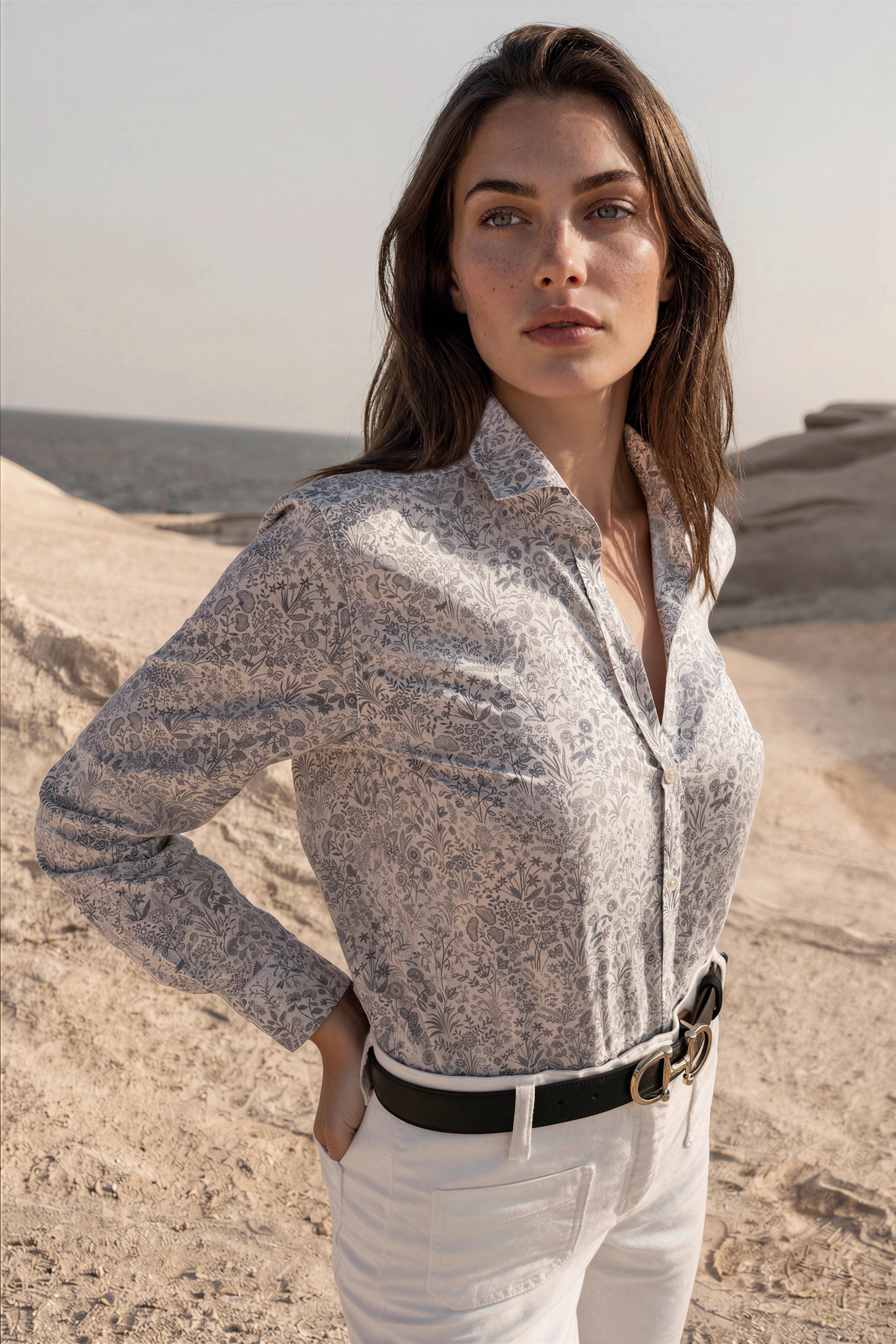 Chemisier Canelle en coton Liberty of London - Ciel-CHEMISIER FEMME-Curling-Paris