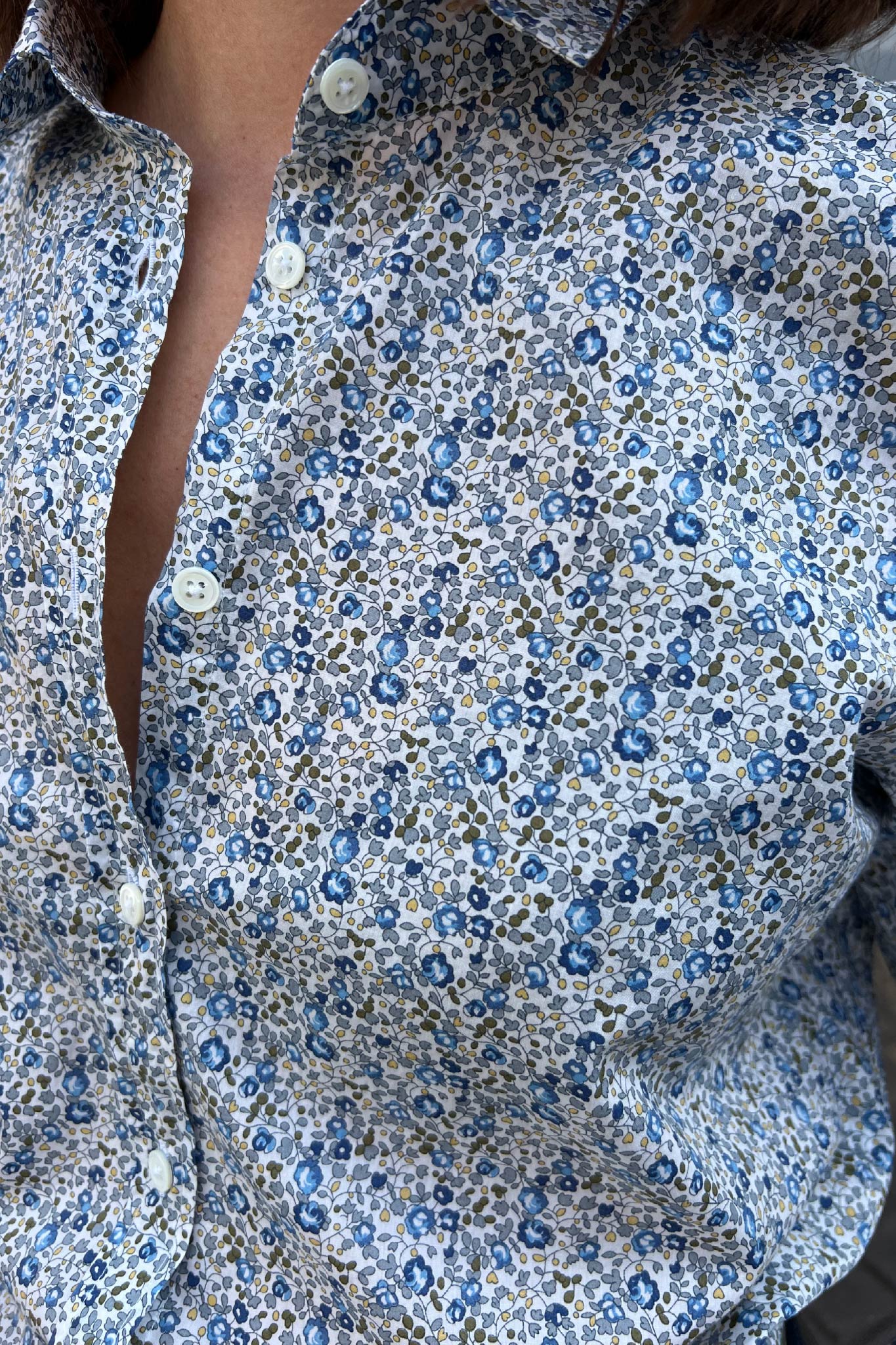 Chemisier Canelle en coton Liberty of London - Fleurette bleu-CHEMISIER FEMME-Curling-Paris