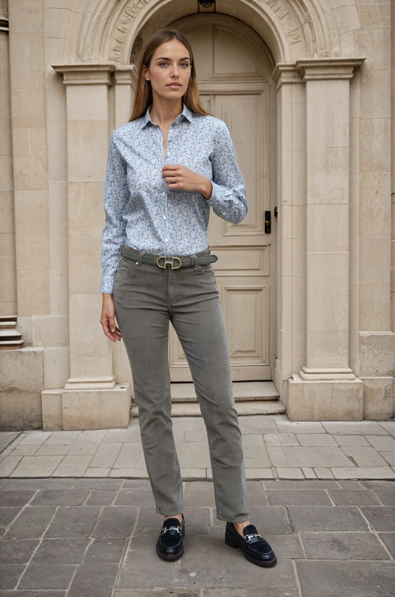 Chemisier Canelle en coton Liberty of London - Fleurette bleu-CHEMISIER FEMME-Curling-Paris