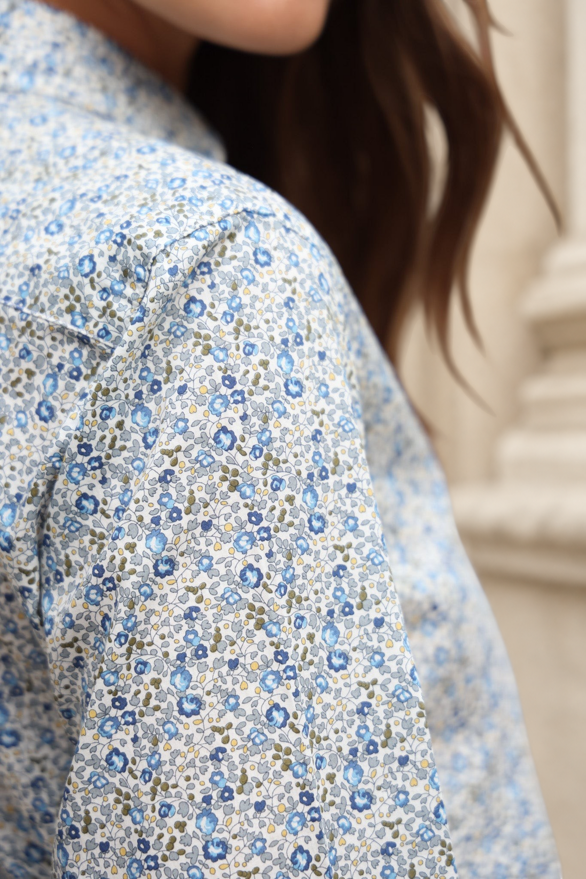 Chemisier Canelle en coton Liberty of London - Fleurette bleu-CHEMISIER FEMME-Curling-Paris