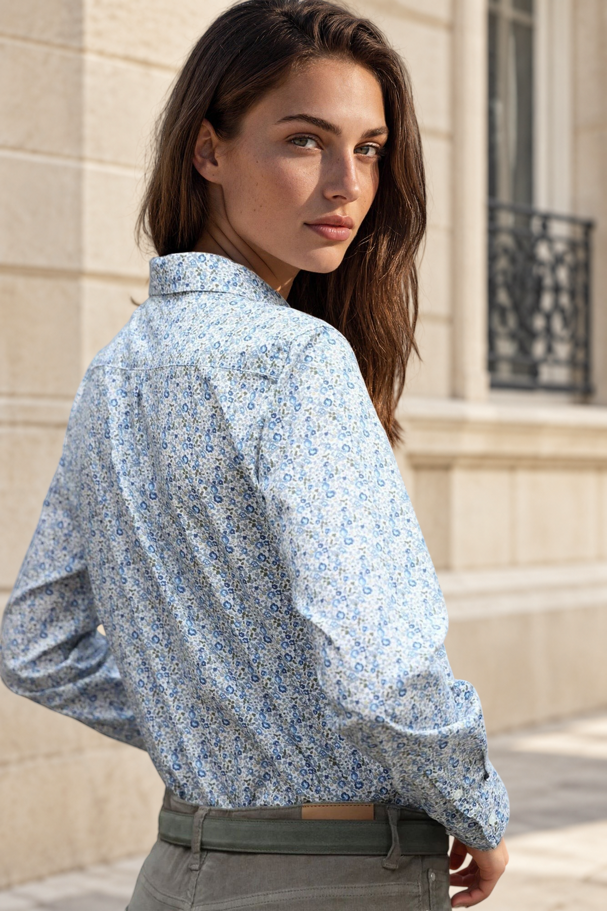 Chemisier Canelle en coton Liberty of London - Fleurette bleu-CHEMISIER FEMME-Curling-Paris