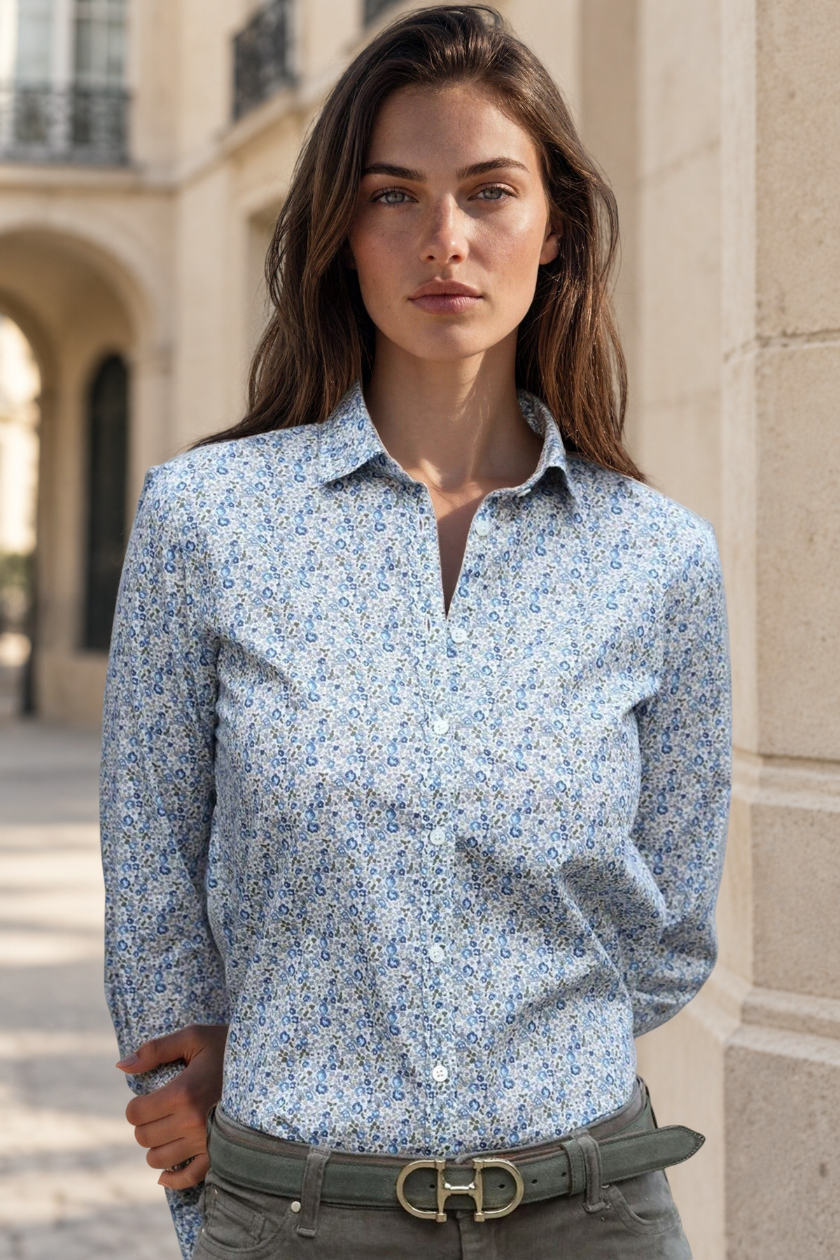Chemisier Canelle en coton Liberty of London - Fleurette bleu-CHEMISIER FEMME-Curling-Paris