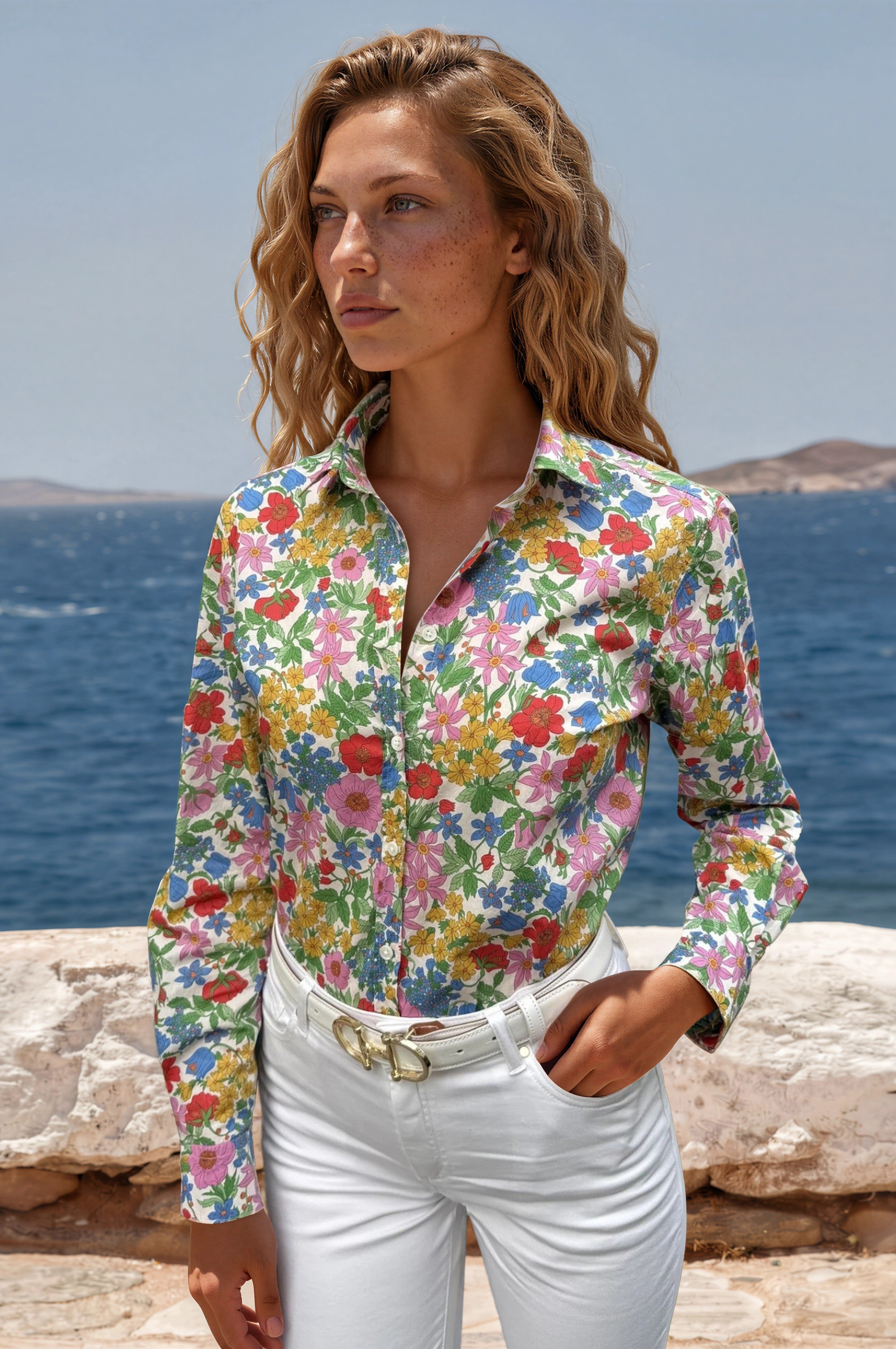 Chemisier Canelle en coton Liberty of London - Fleurs Multi-CHEMISIER FEMME-Curling-Paris