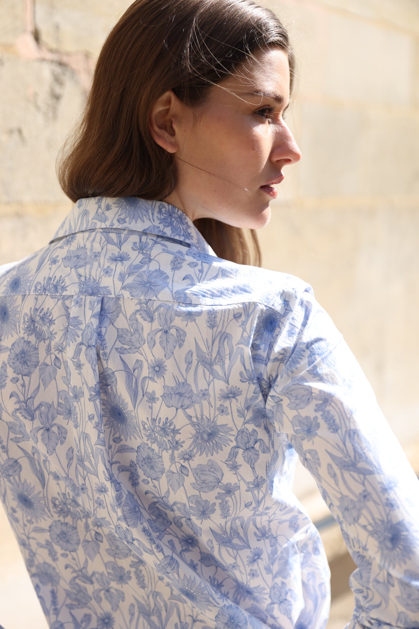 Chemisier Canelle en coton Liberty of London - Fleurs ciel-CHEMISIER FEMME-Curling-Paris