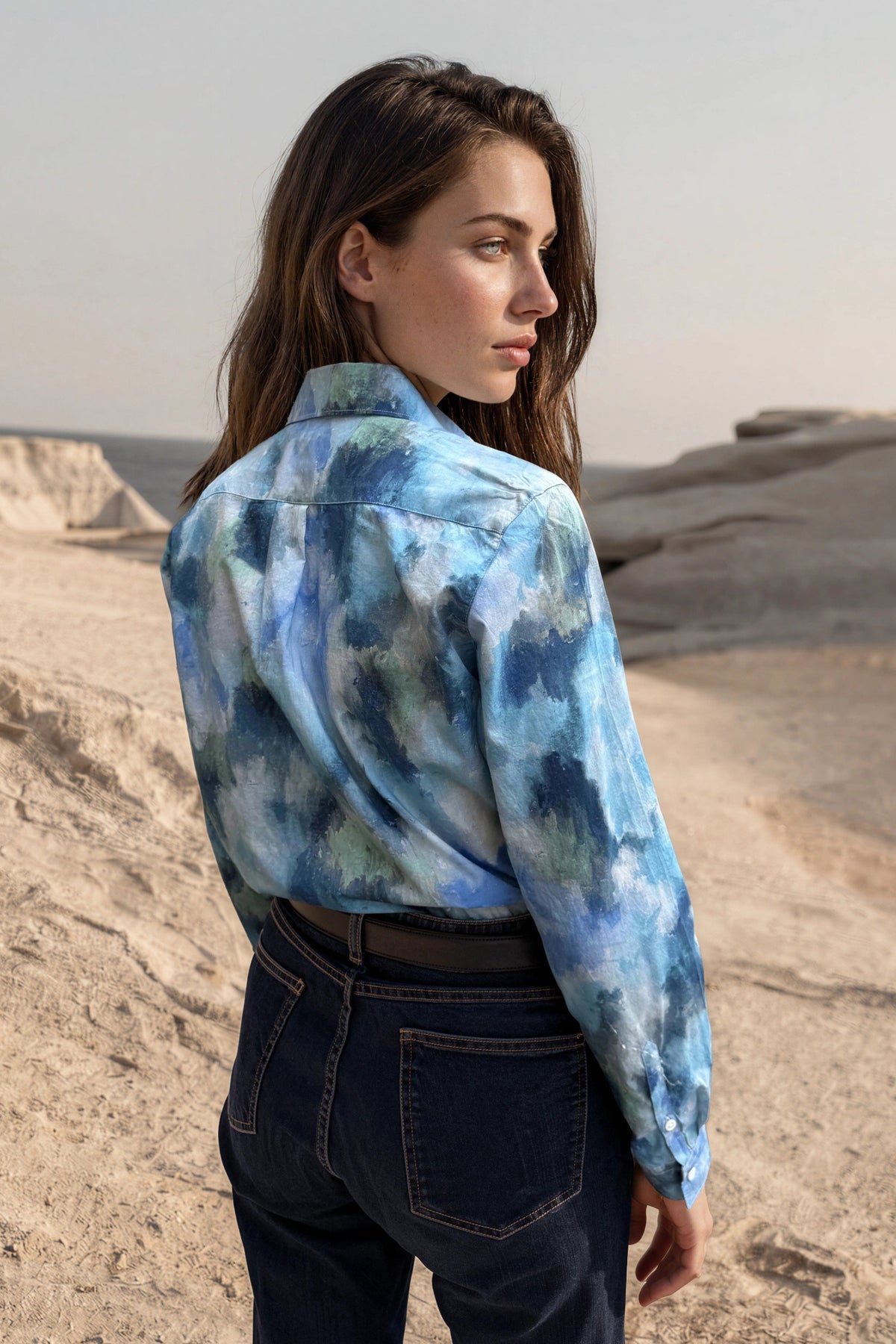 Chemisier Canelle en coton Liberty of London - Nuances de bleu-CHEMISIER FEMME-Curling-Paris