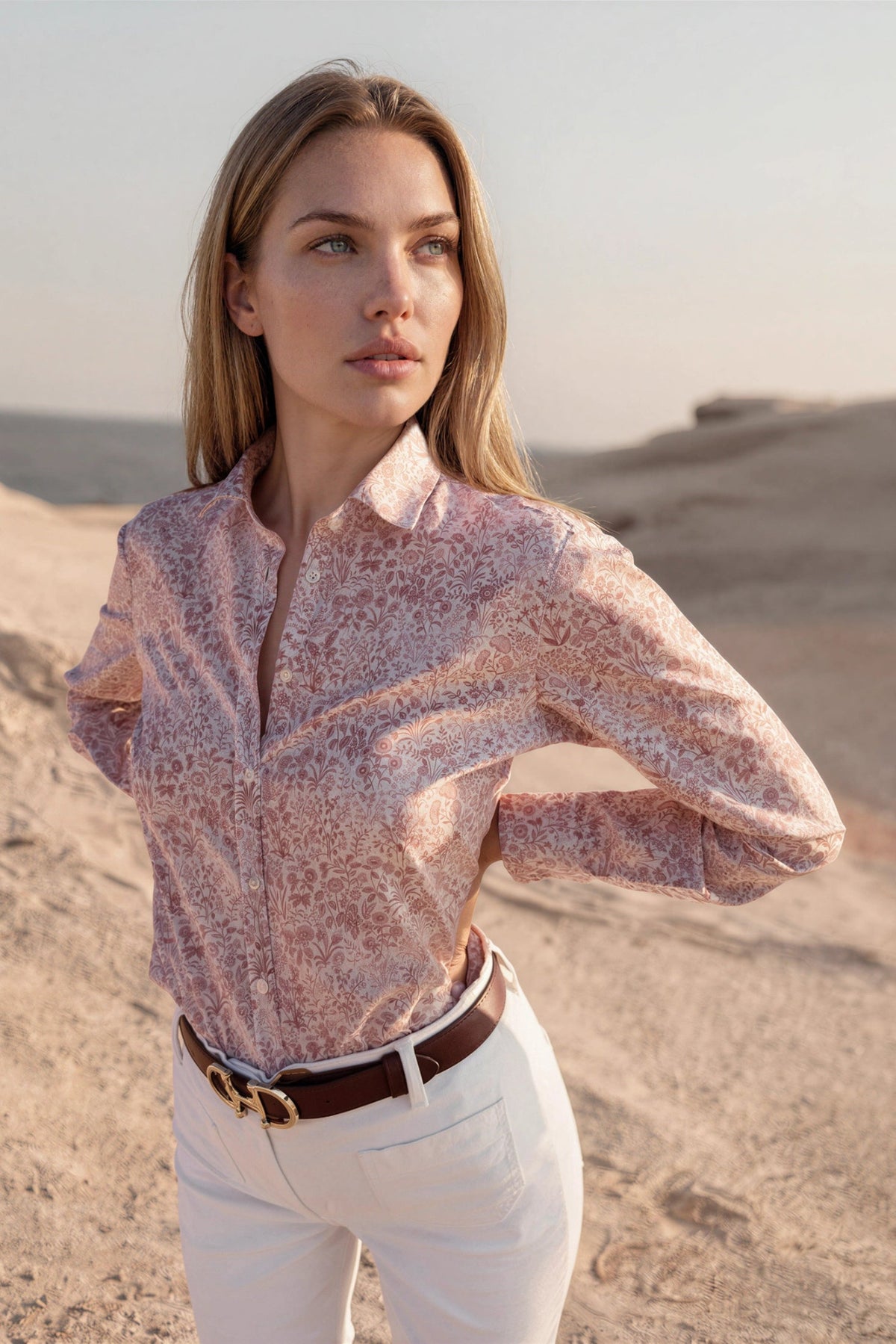 Chemisier Canelle en coton Liberty of London - Rose poudré-CHEMISIER FEMME-Curling-Paris
