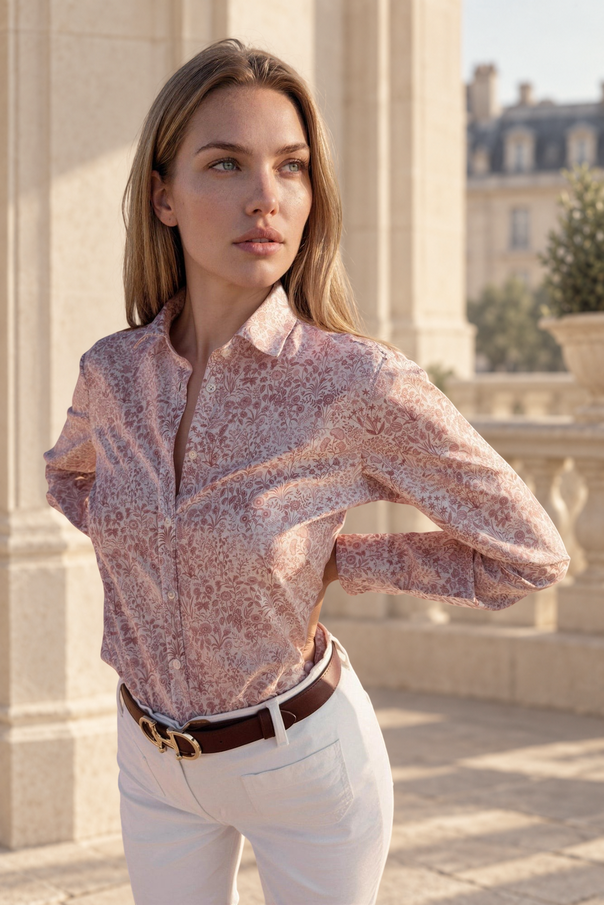 Chemisier Canelle en coton Liberty of London - Rose poudré-CHEMISIER FEMME-Curling-Paris