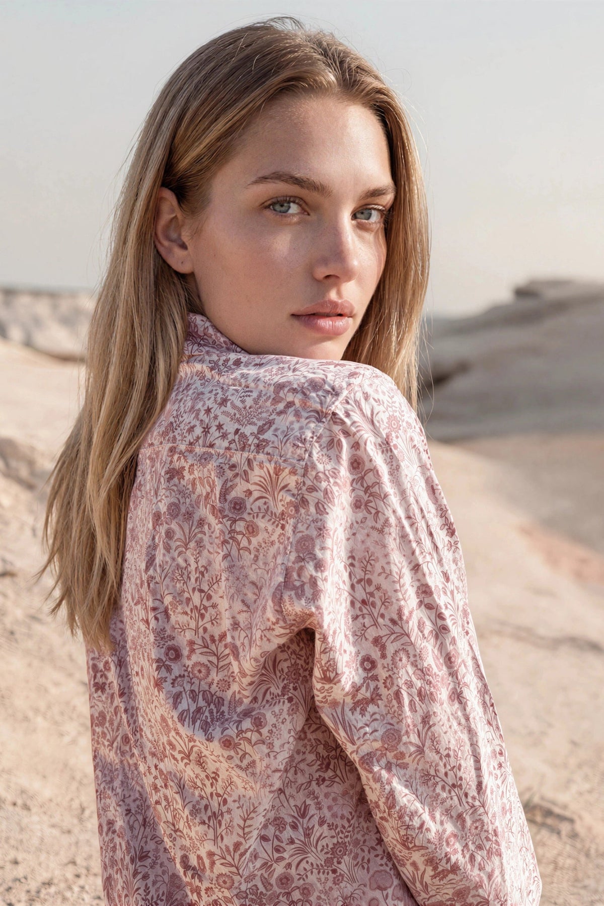 Chemisier Canelle en coton Liberty of London - Rose poudré-CHEMISIER FEMME-Curling-Paris